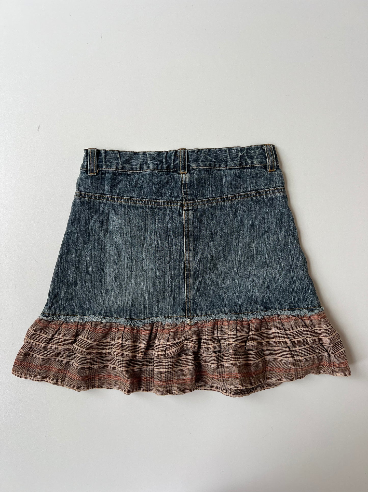 00s denim plaid mini skirt- size XS