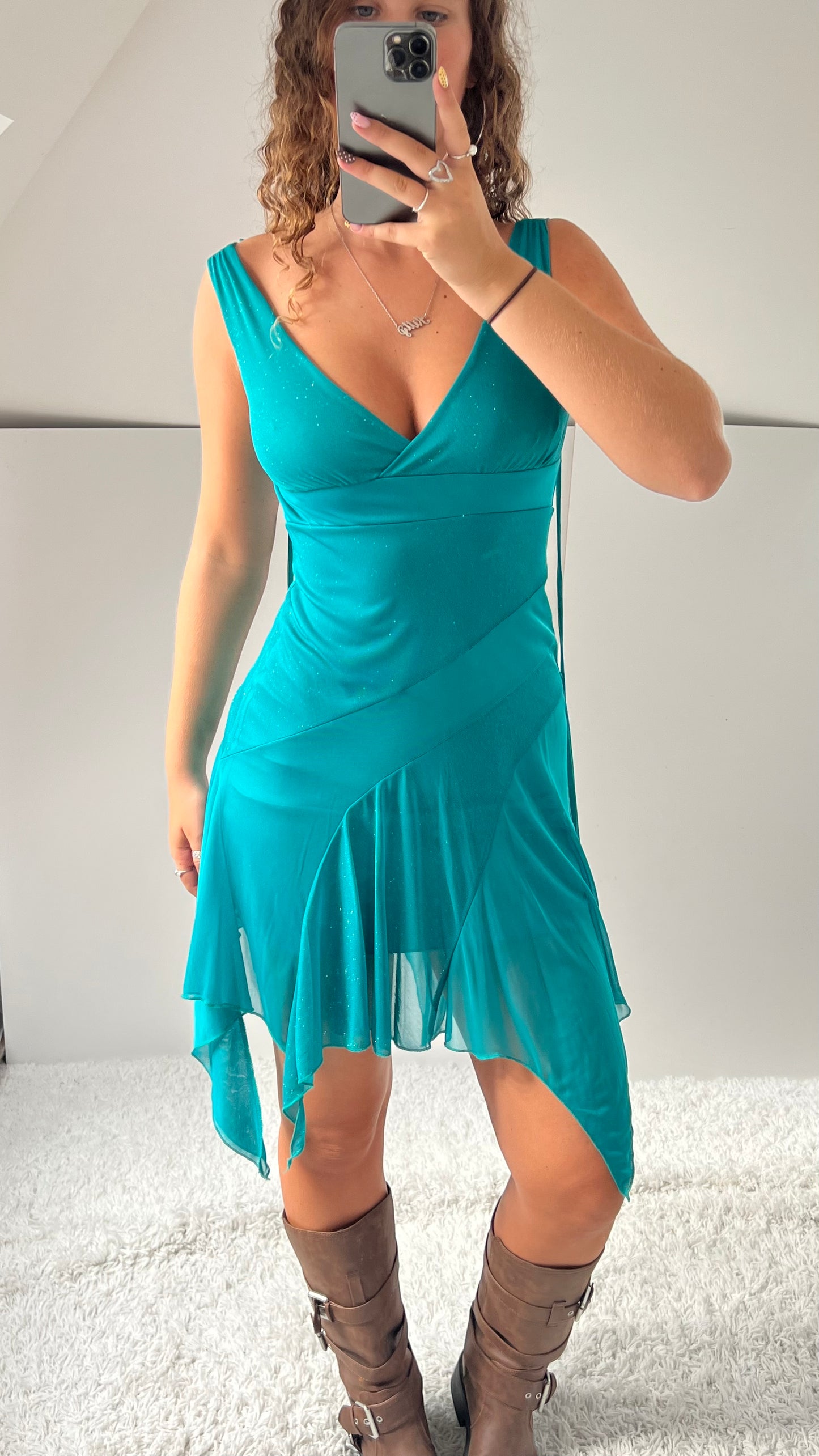 00s blue mesh fairy dress- size S