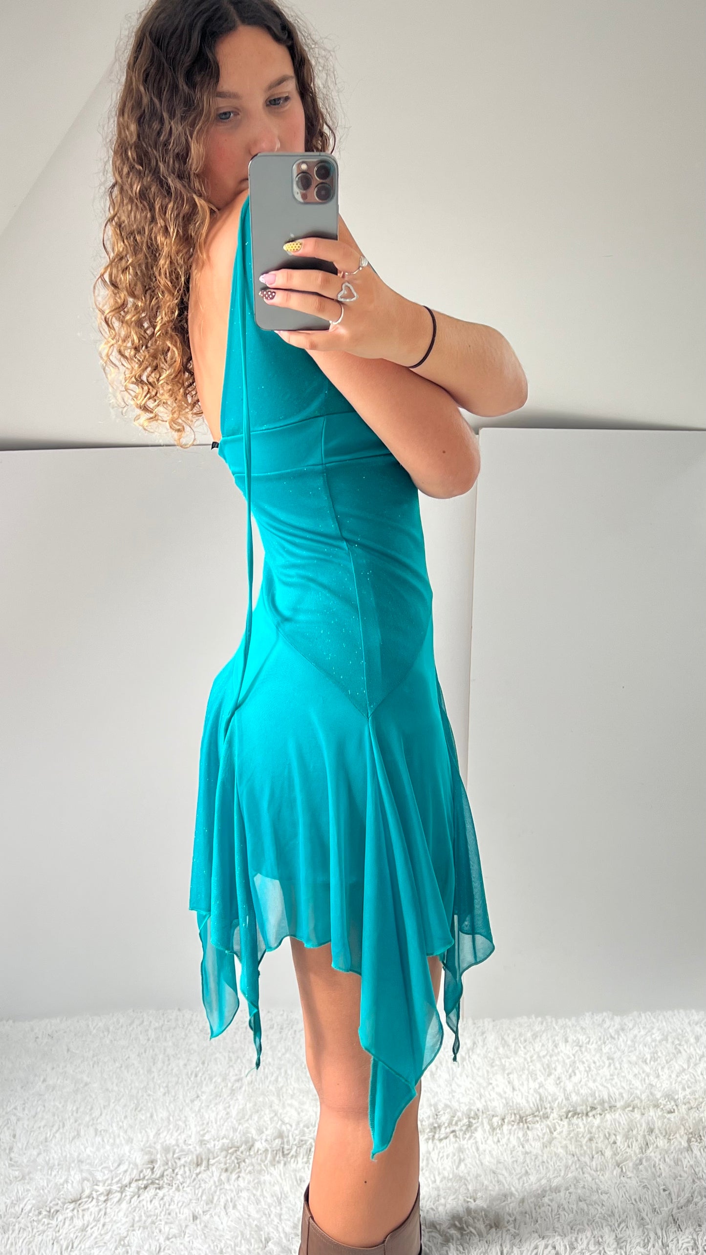 00s blue mesh fairy dress- size S