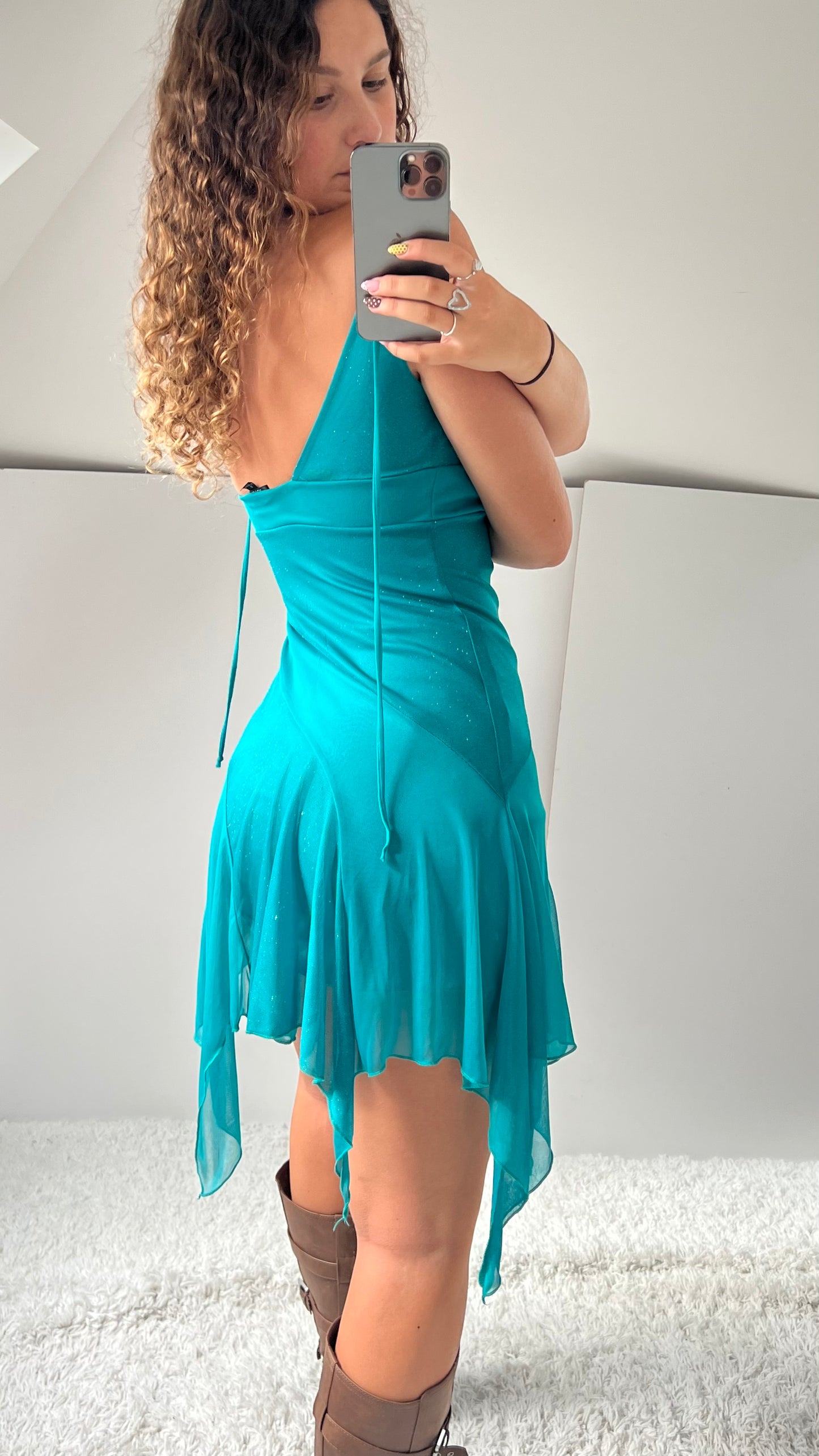 00s blue mesh fairy dress- size S