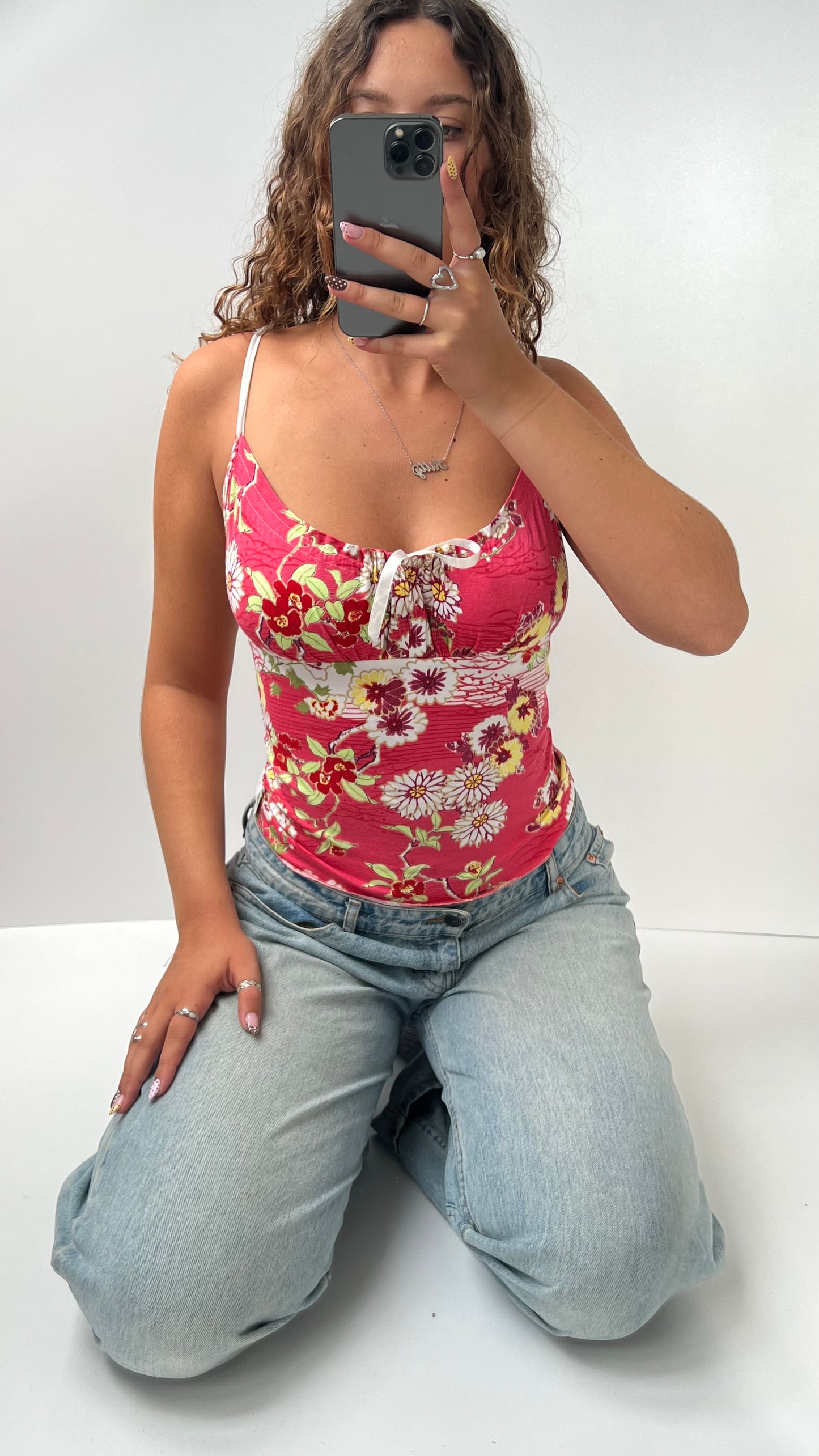 00s pink floral cami- size S