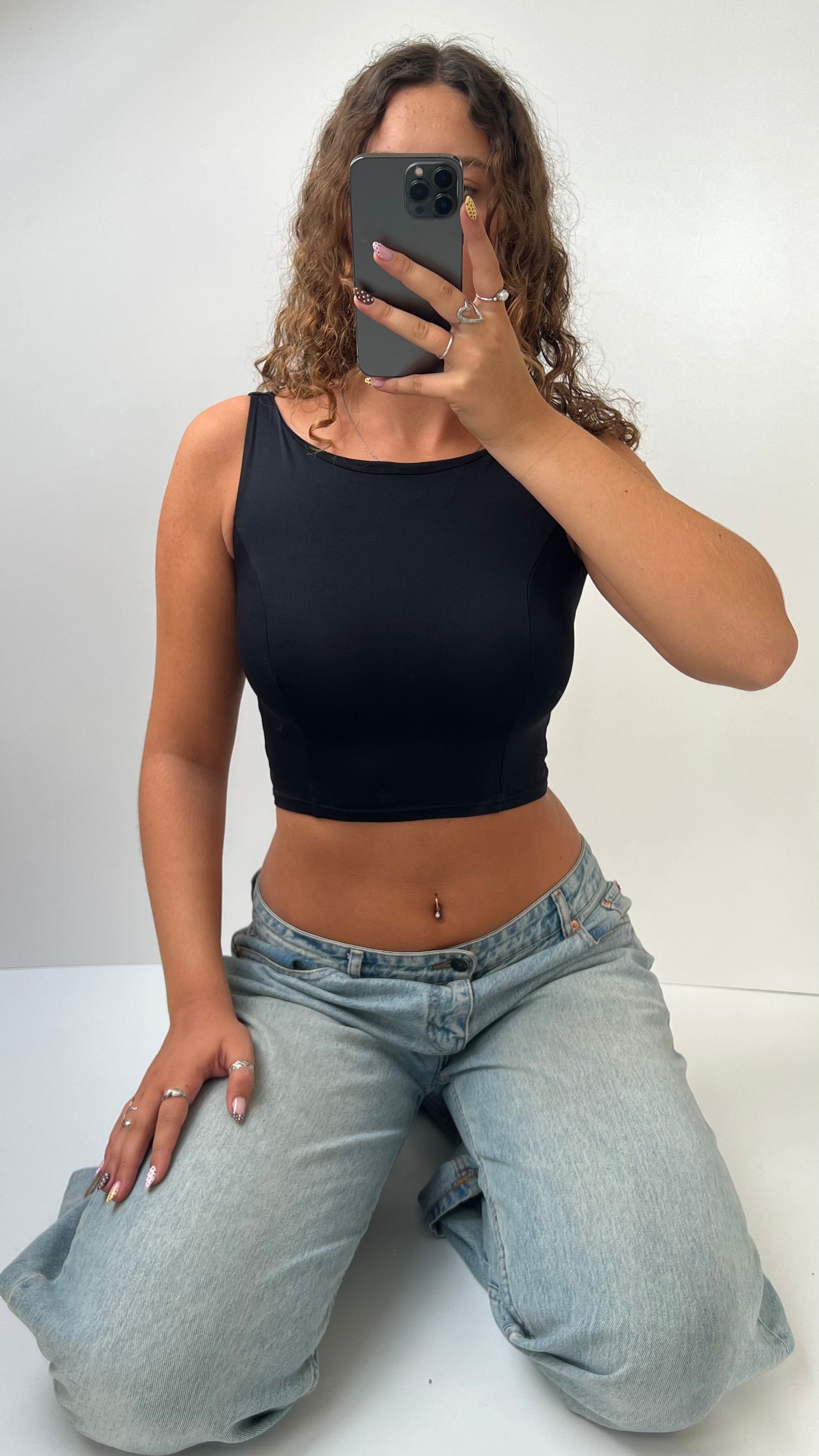 00s black backless cami- size XS