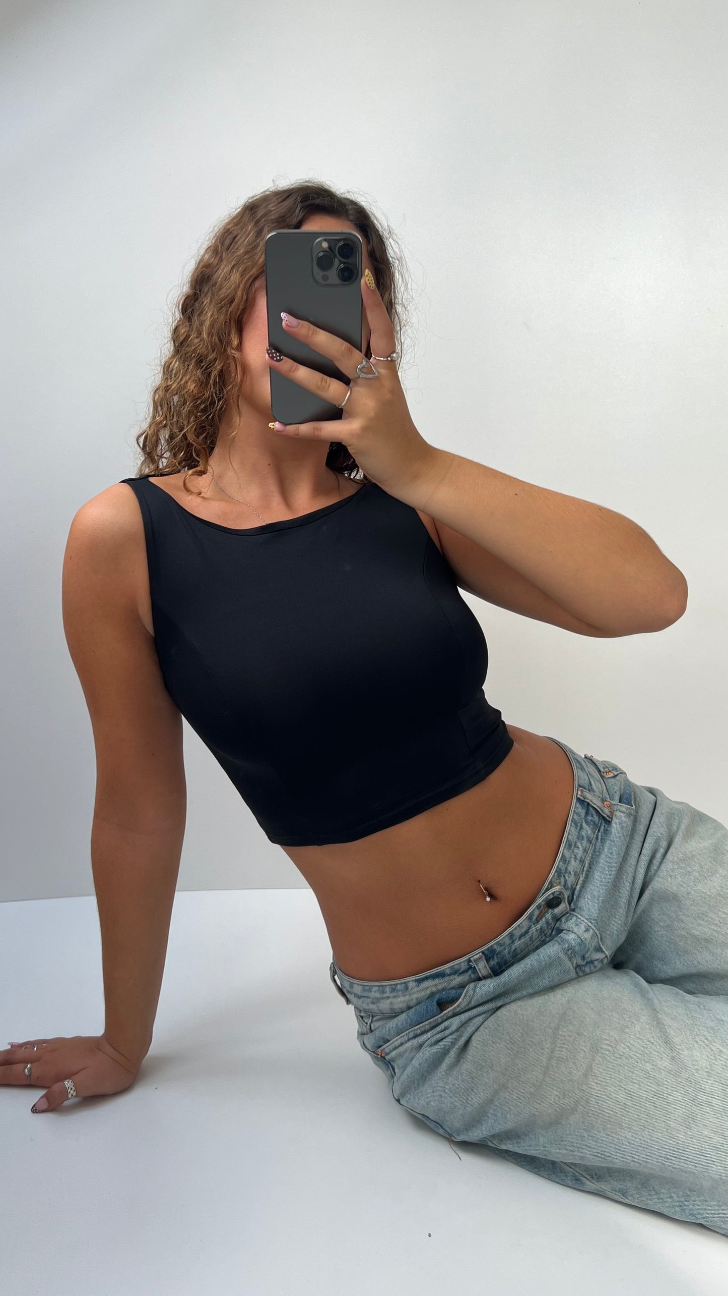 00s black backless cami- size XS