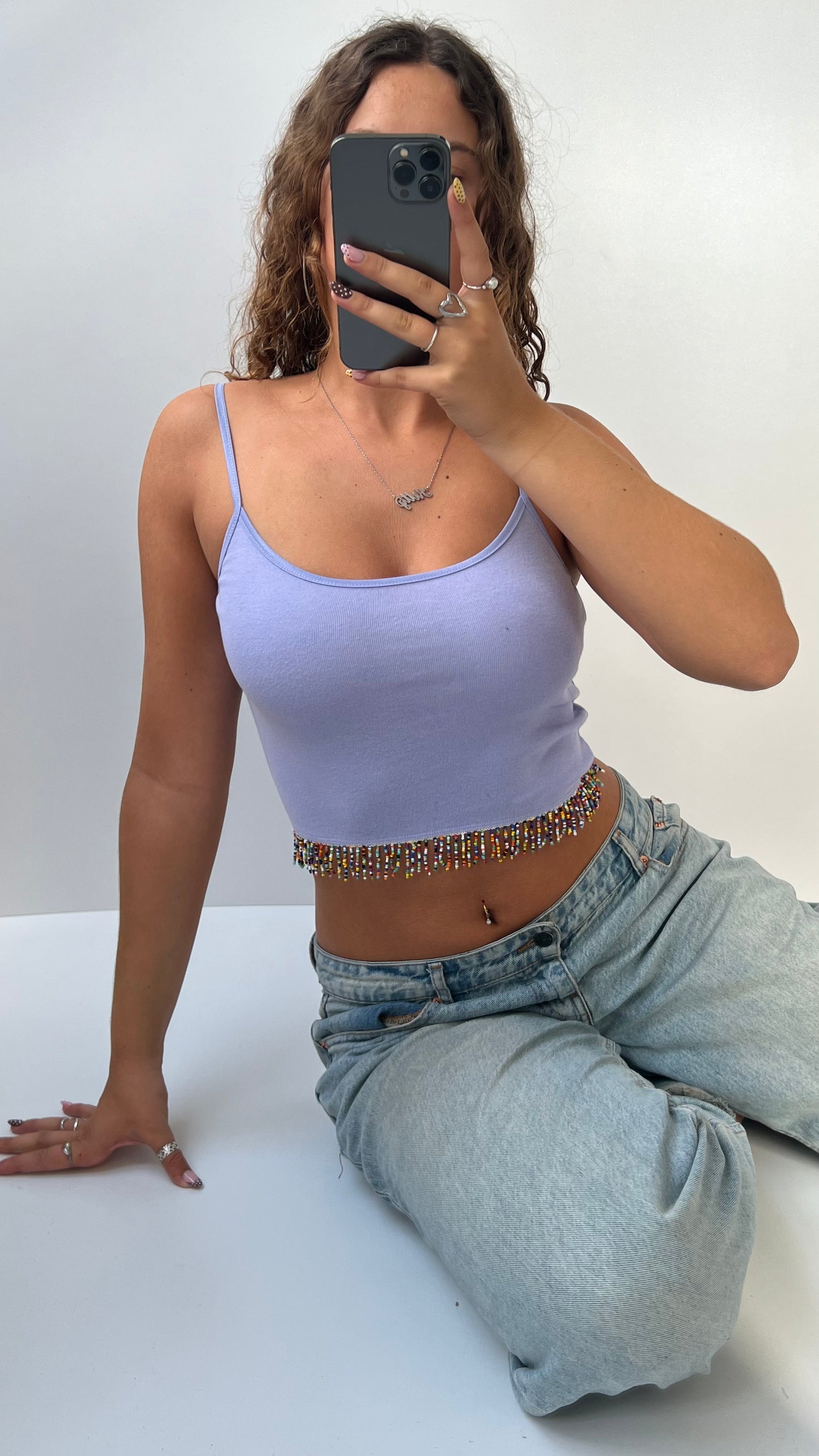 00s purple beaded cami- size S