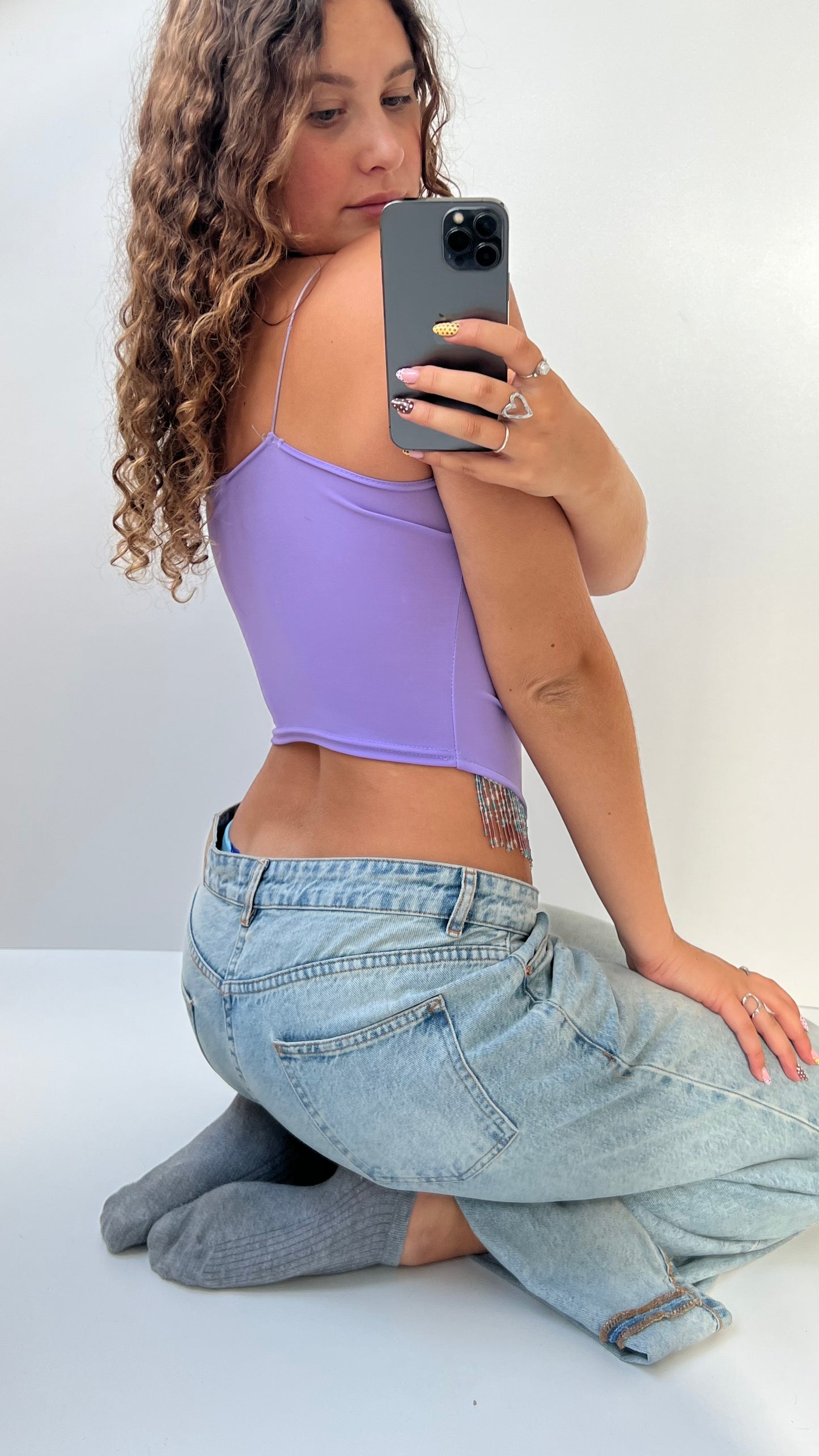 00s purple beaded cami- size S