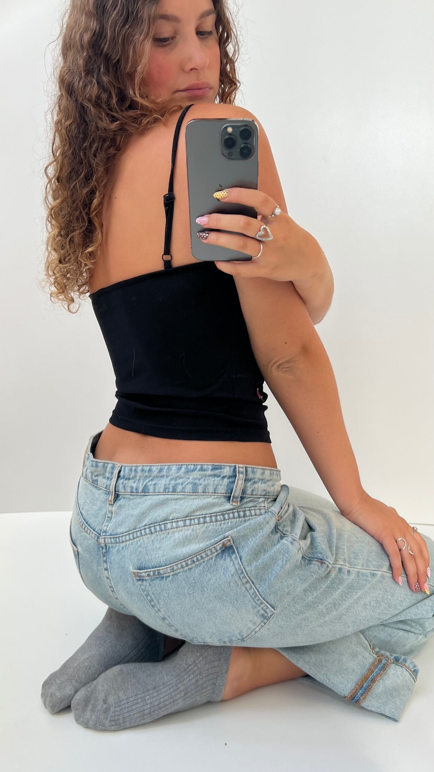 00s black floral cami- size S