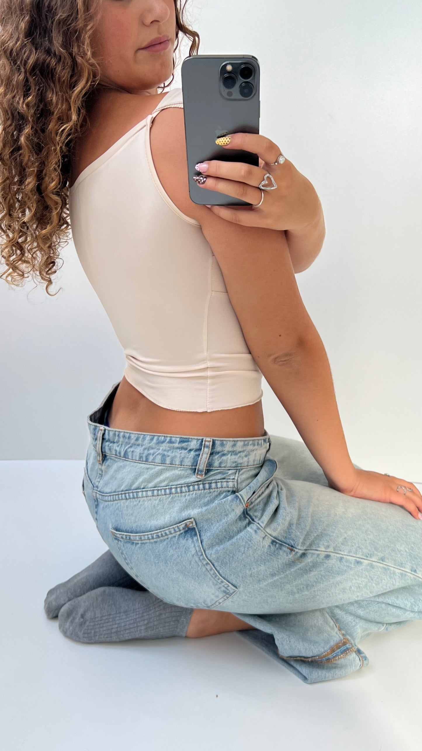 00s cream babydoll top- size S