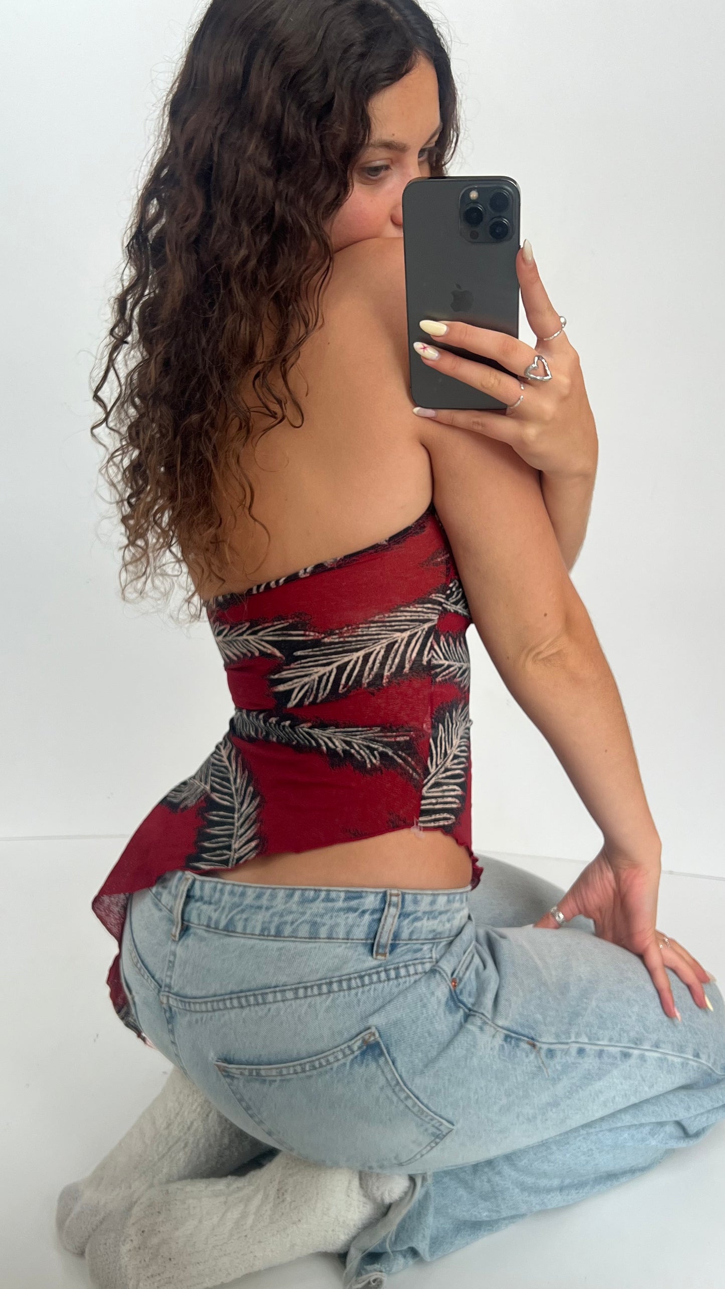 00s red strapless cami- size XS