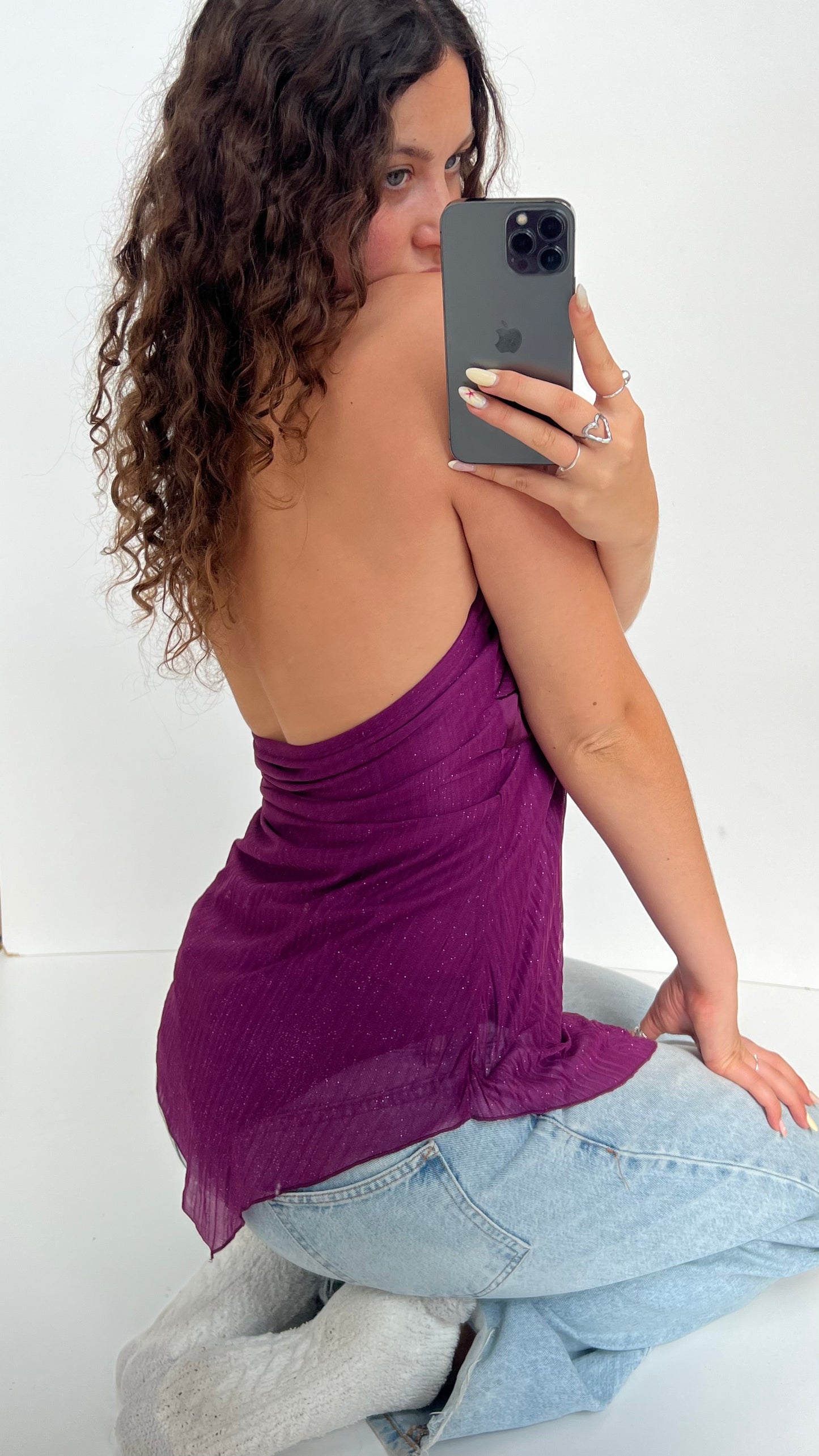 00s purple glitter cami- size L