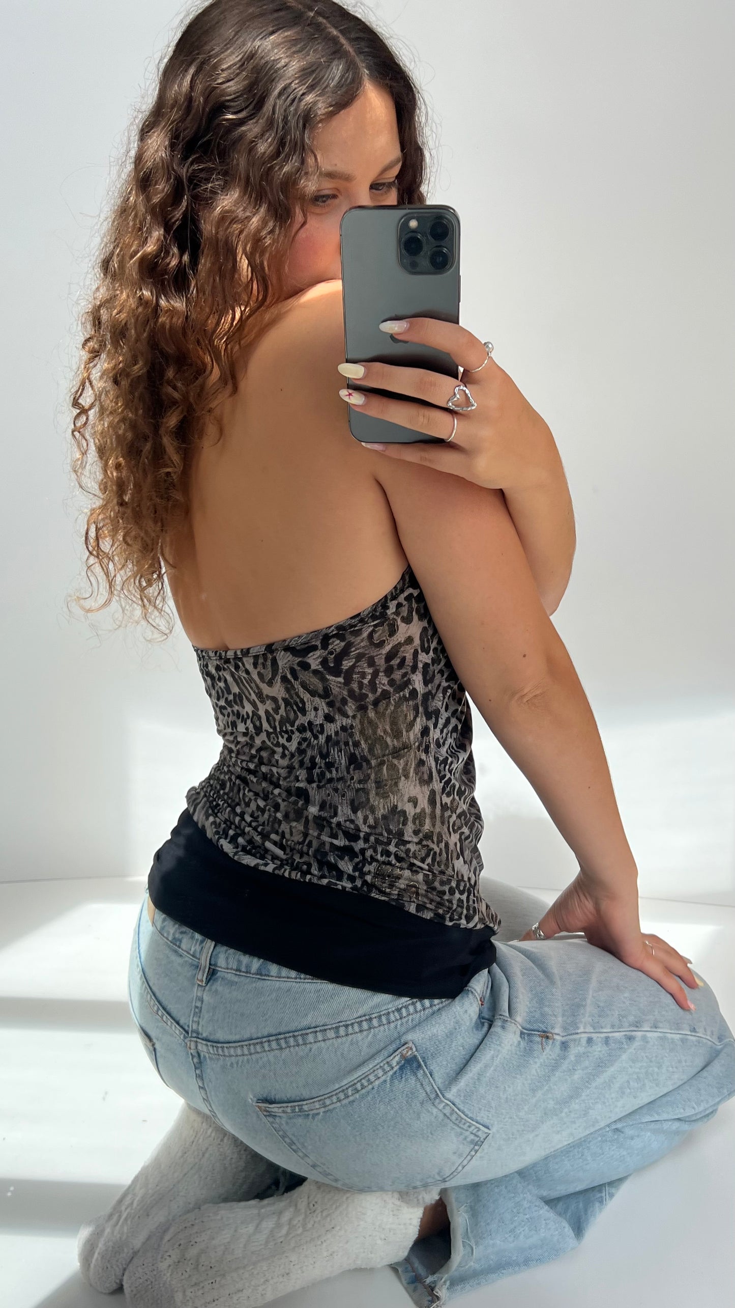 00s leopard print halter cami- size L