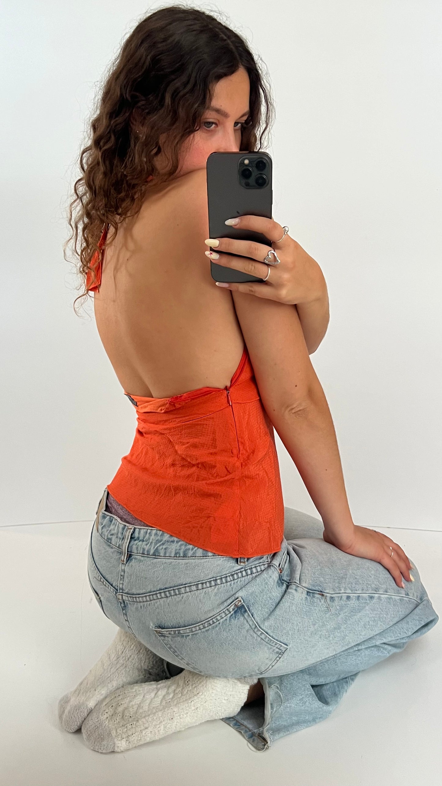 00s orange halter cami- size XS
