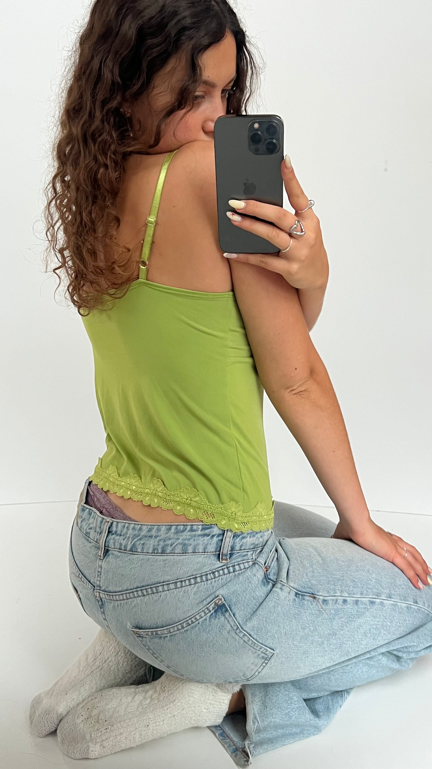 00s green lace cami- size M