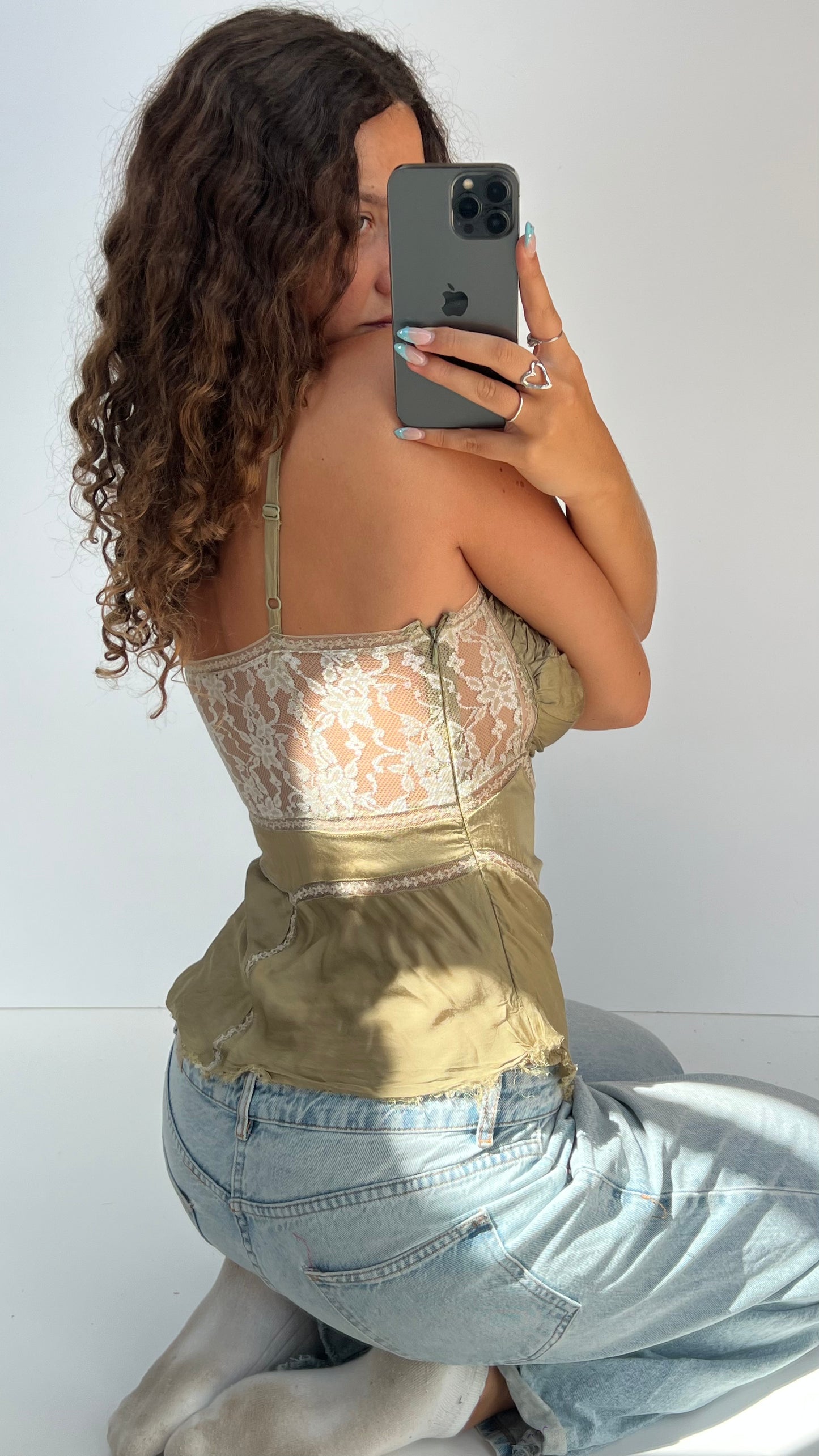 00s sage silk cami- size S