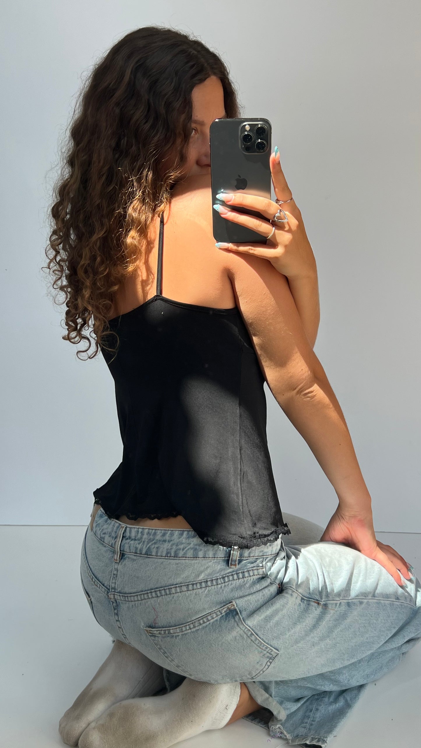 00s black lace cami- size M