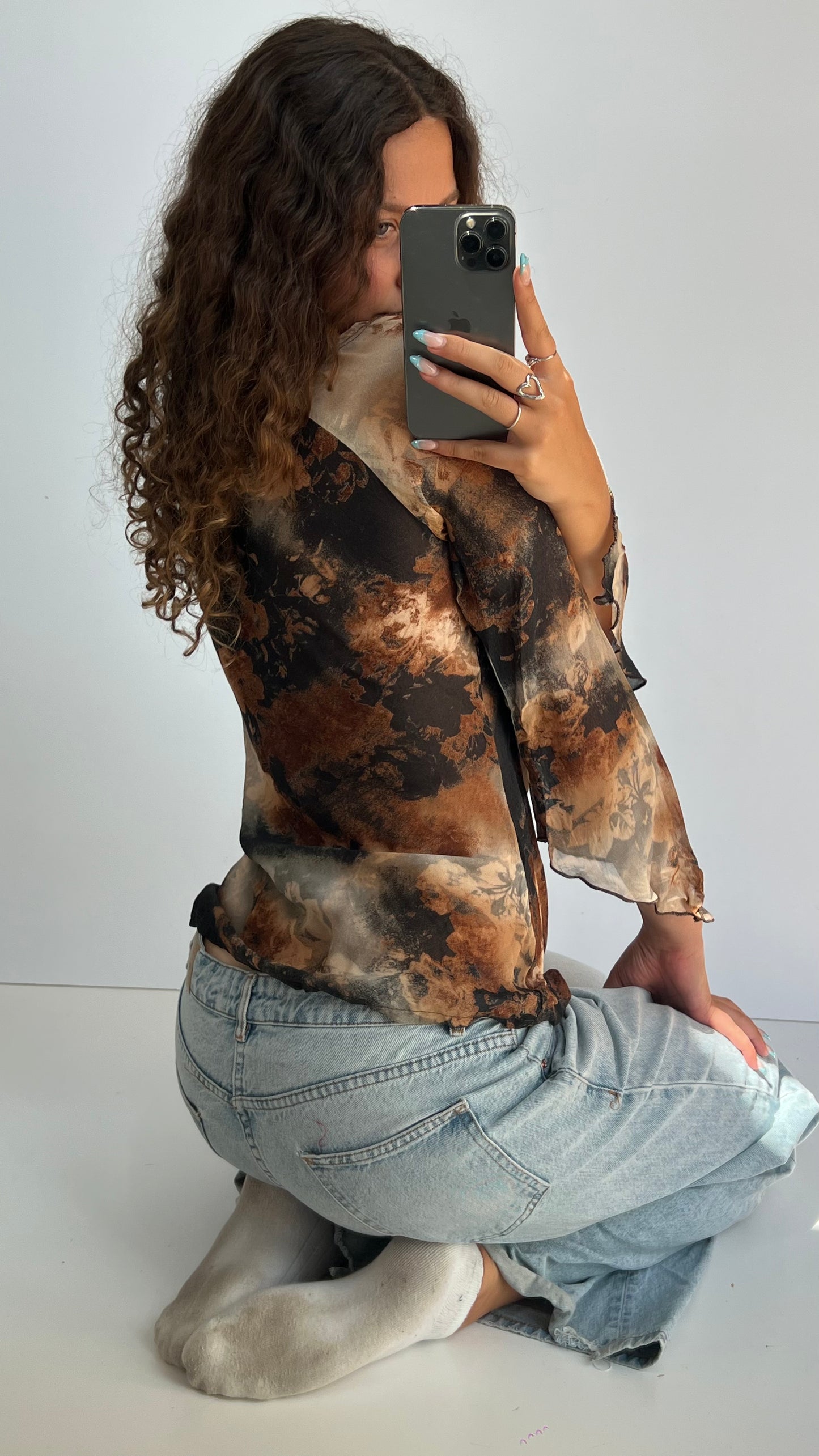 00s brown mesh top- size L
