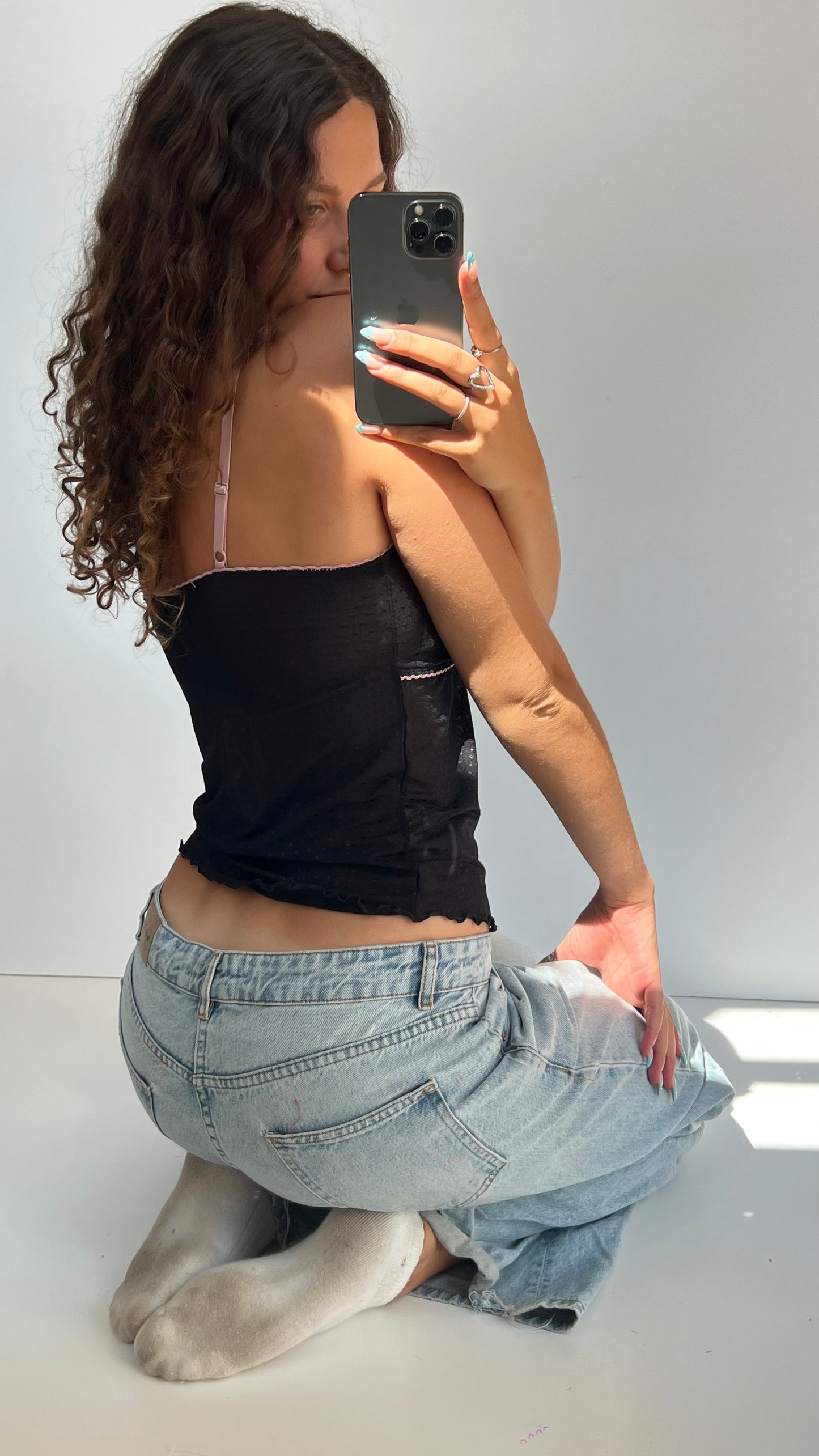 00s black mesh cami- size L