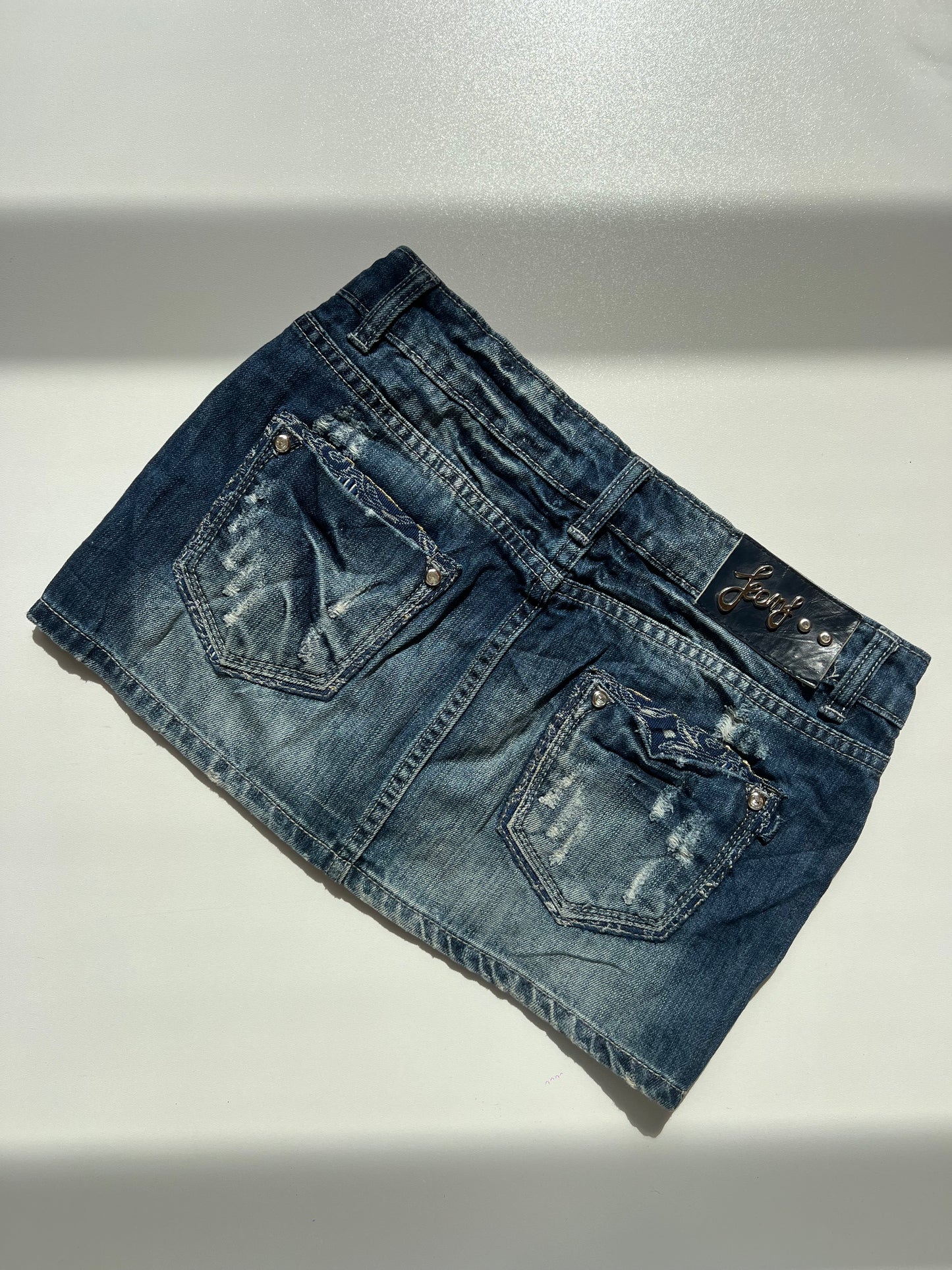 00s denim diamanté skirt- size XS