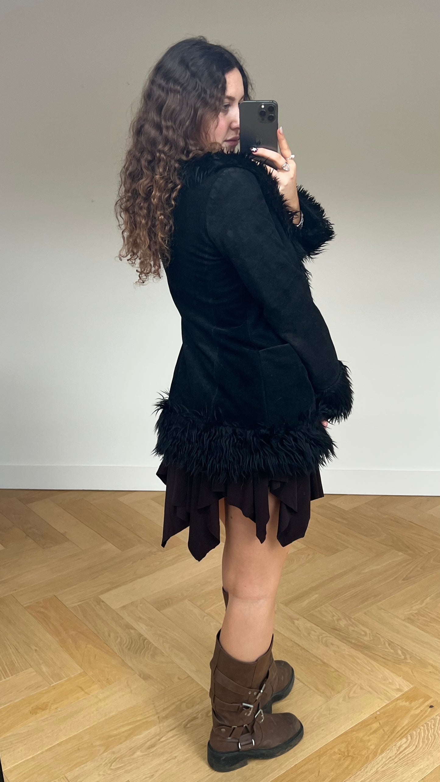 00s black afghan coat- size M