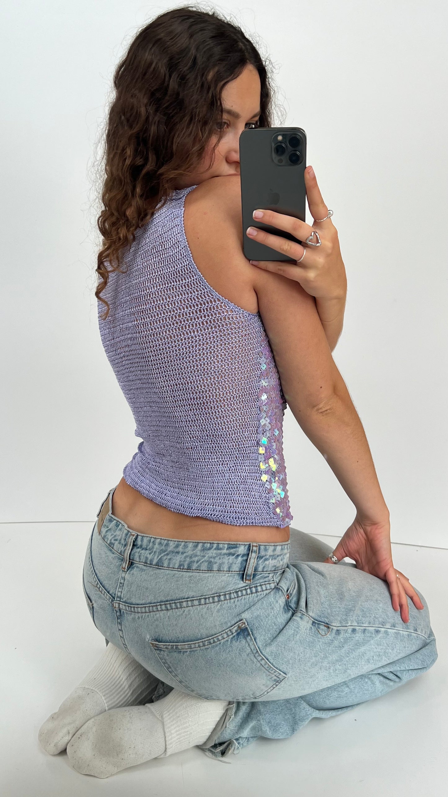 00s purple sequin top- size S