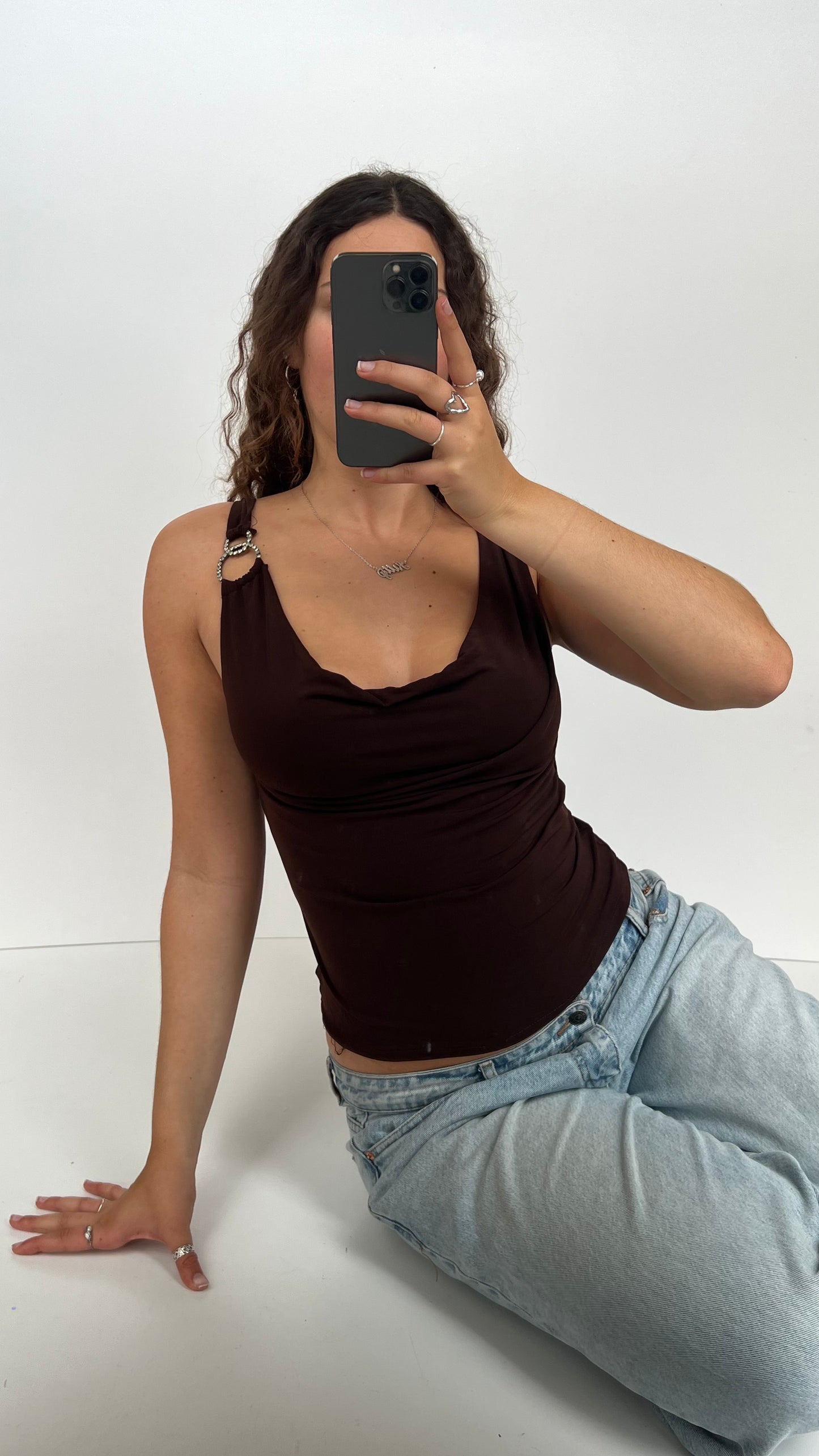 00s brown cowl neck cami- size S