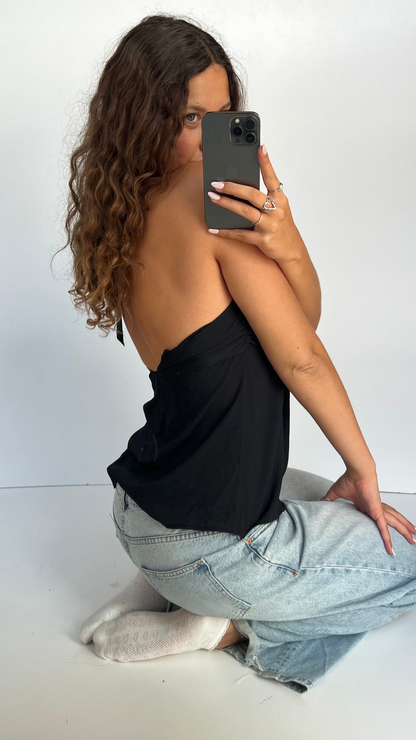 00s black halter cami- size M