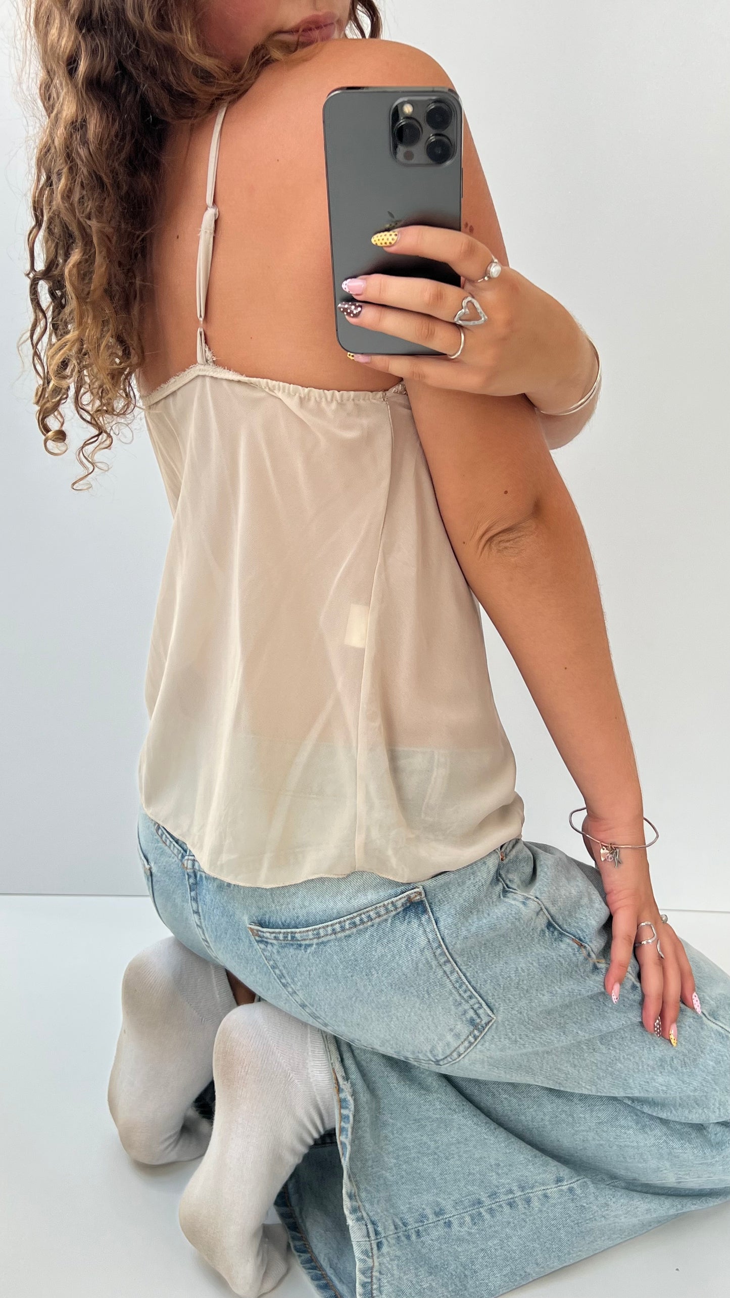 00s cream sequin cami- size M