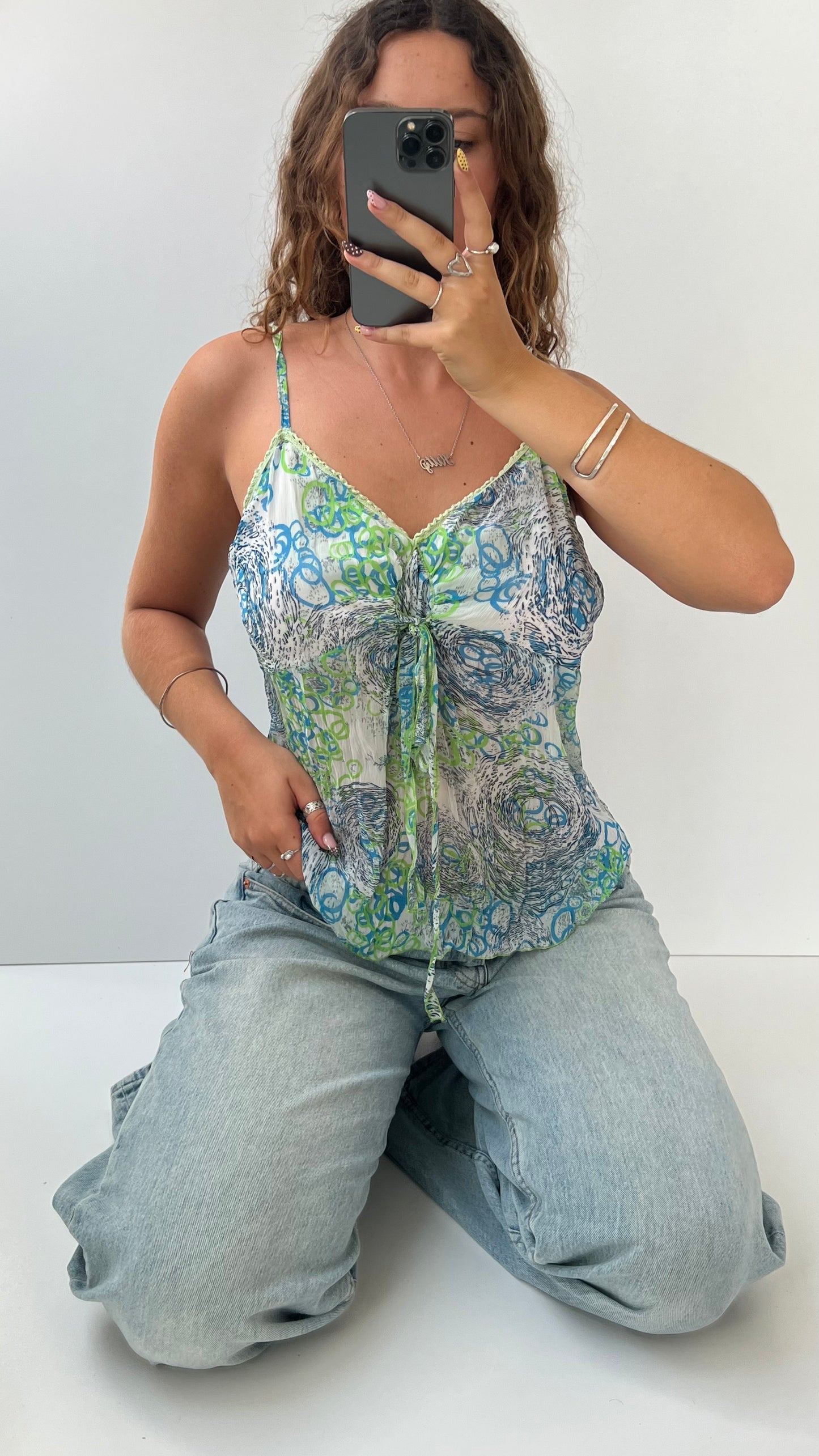 00s blue green mesh cami- size XL