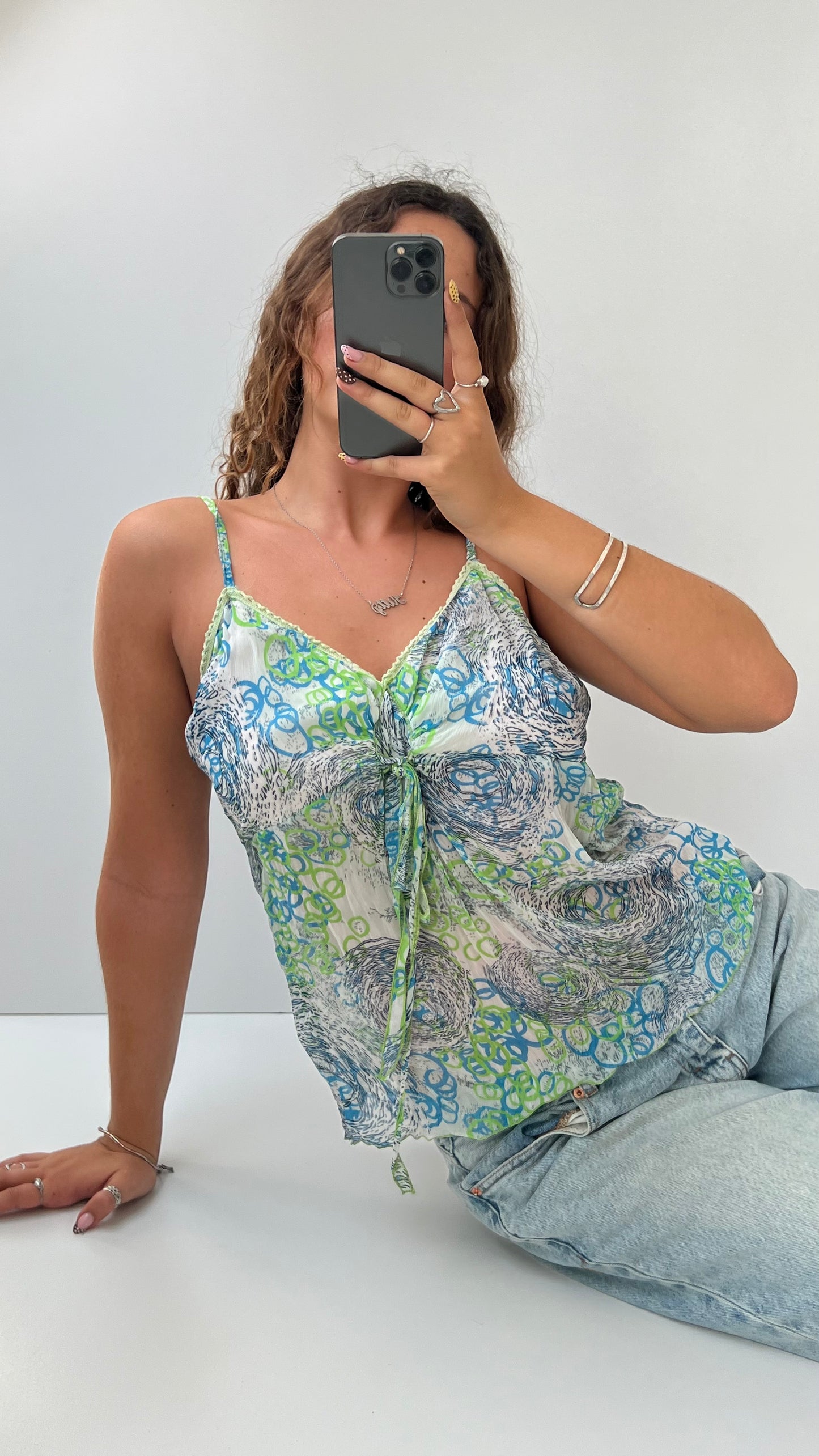00s blue green mesh cami- size XL