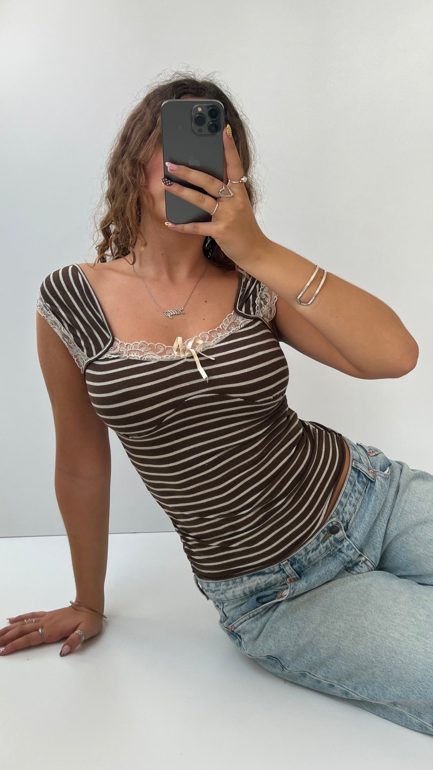 00s brown striped cami- size S