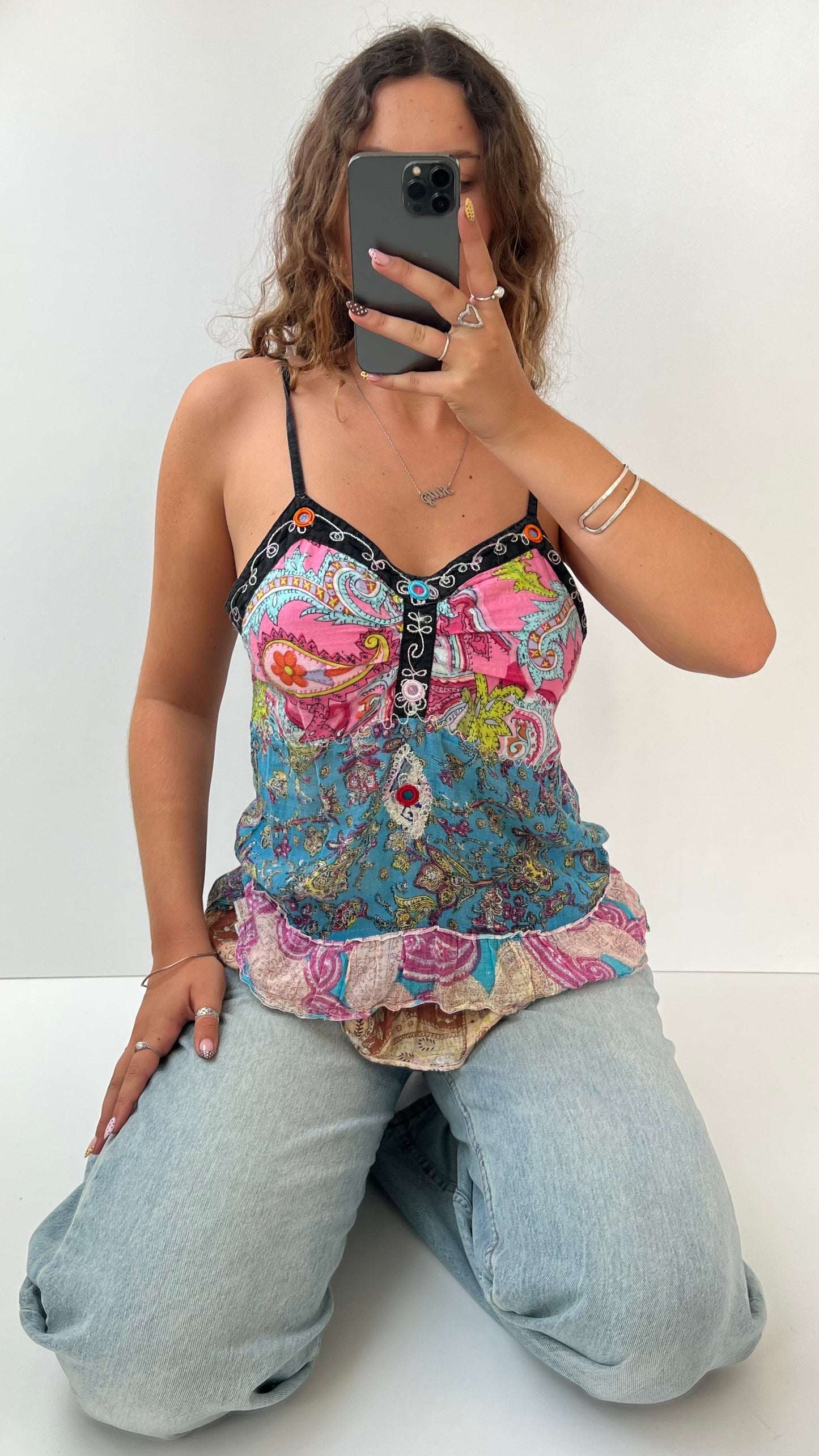 00s patterned babydoll cami- size M