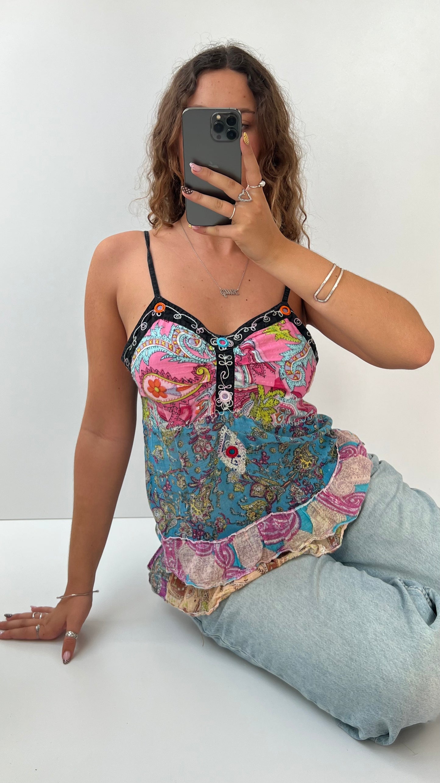 00s patterned babydoll cami- size M