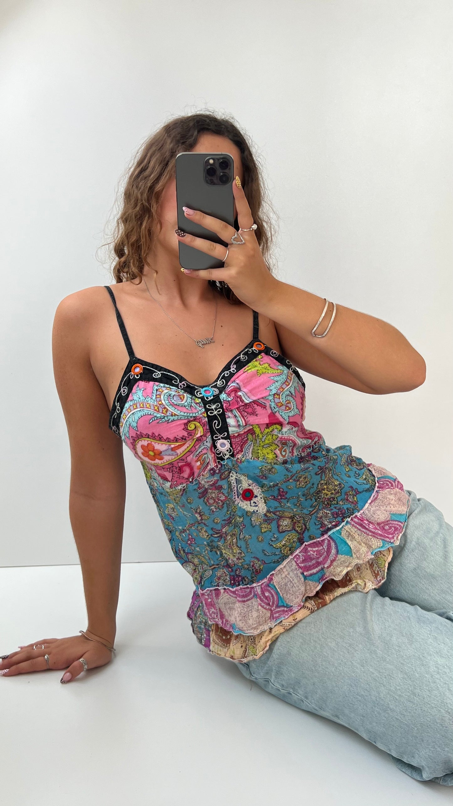 00s patterned babydoll cami- size M