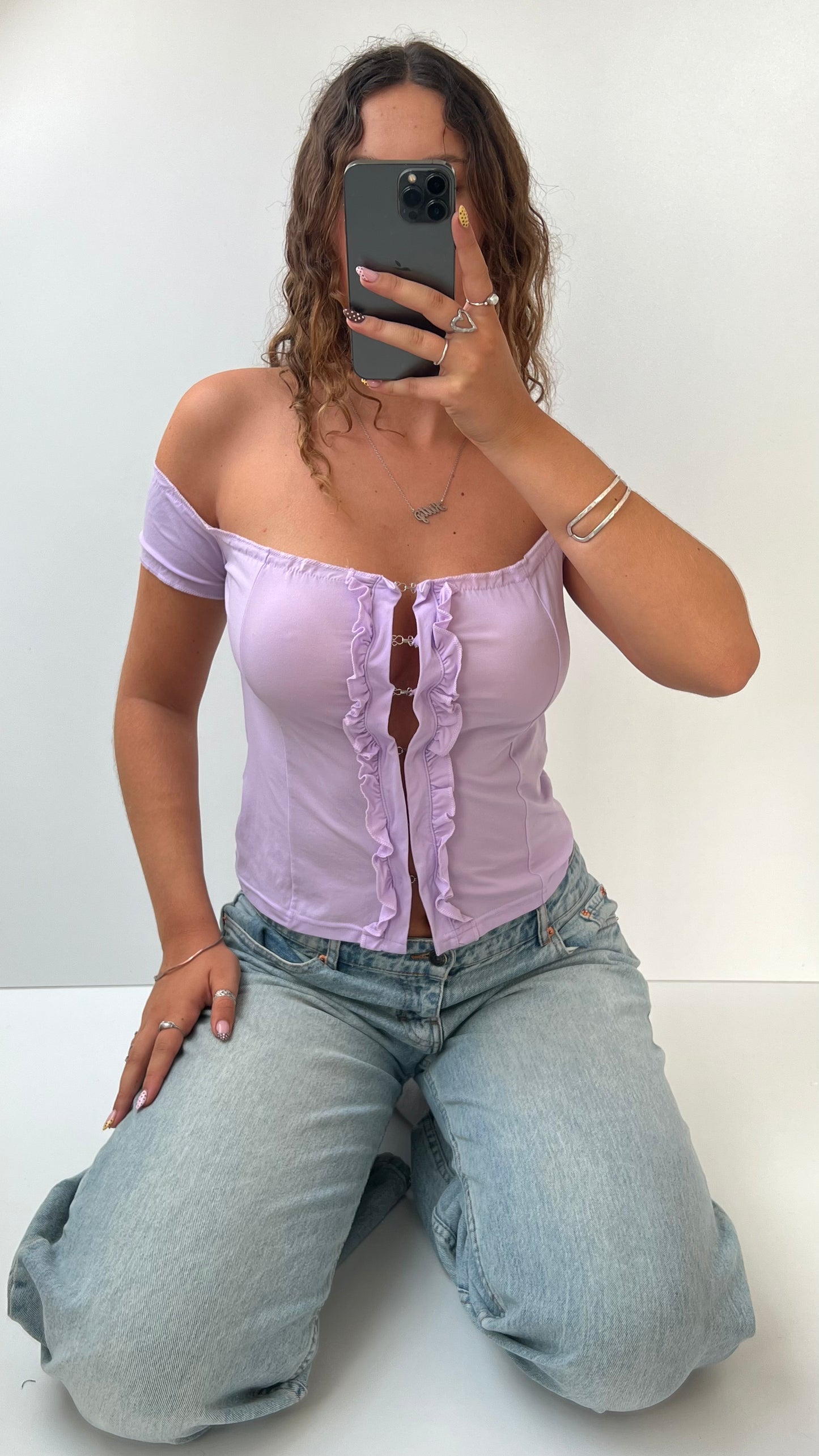 00s lilac milkmaid top- size M