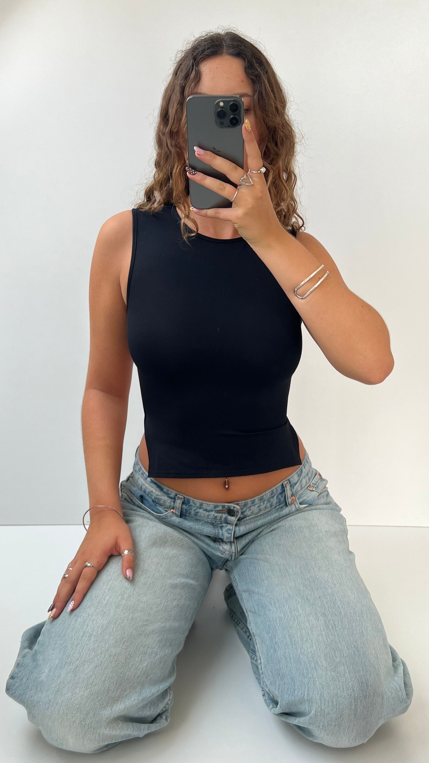 00s black backless cami- size S/M