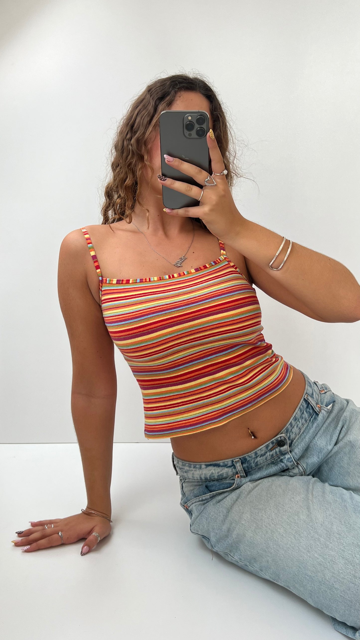 00s orange striped cami- size S/M