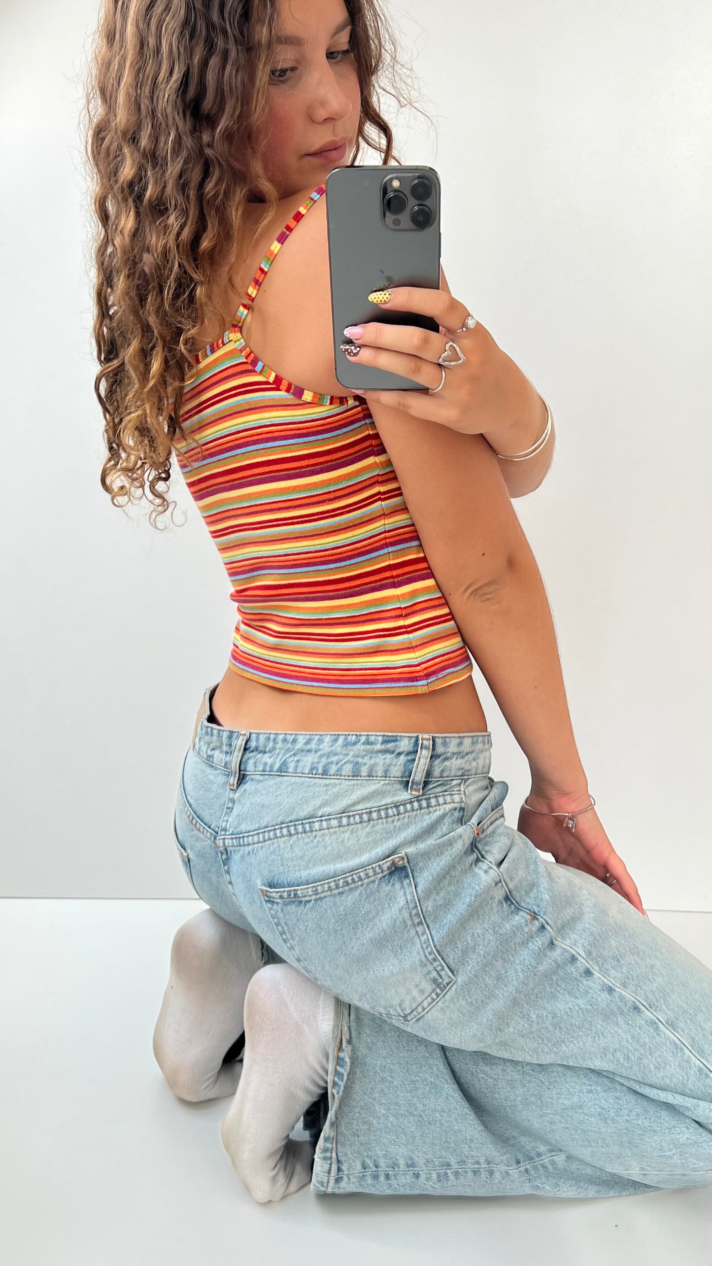 00s orange striped cami- size S/M