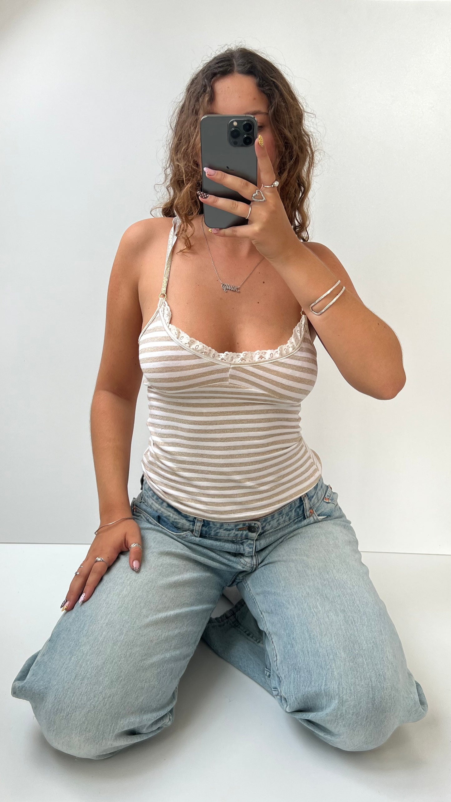 00s gold cream striped cami- size M