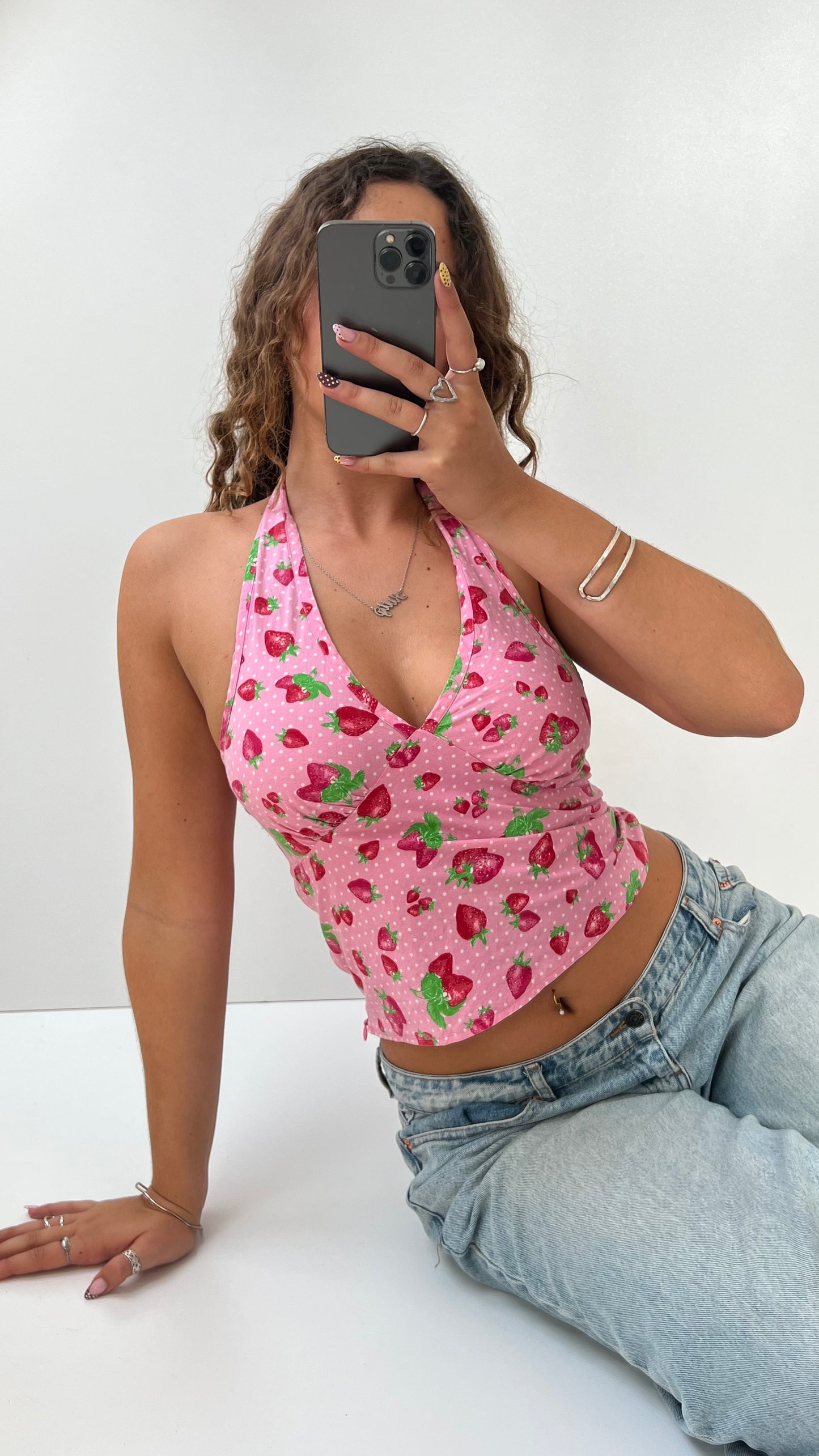 00s pink strawberry cami- size S