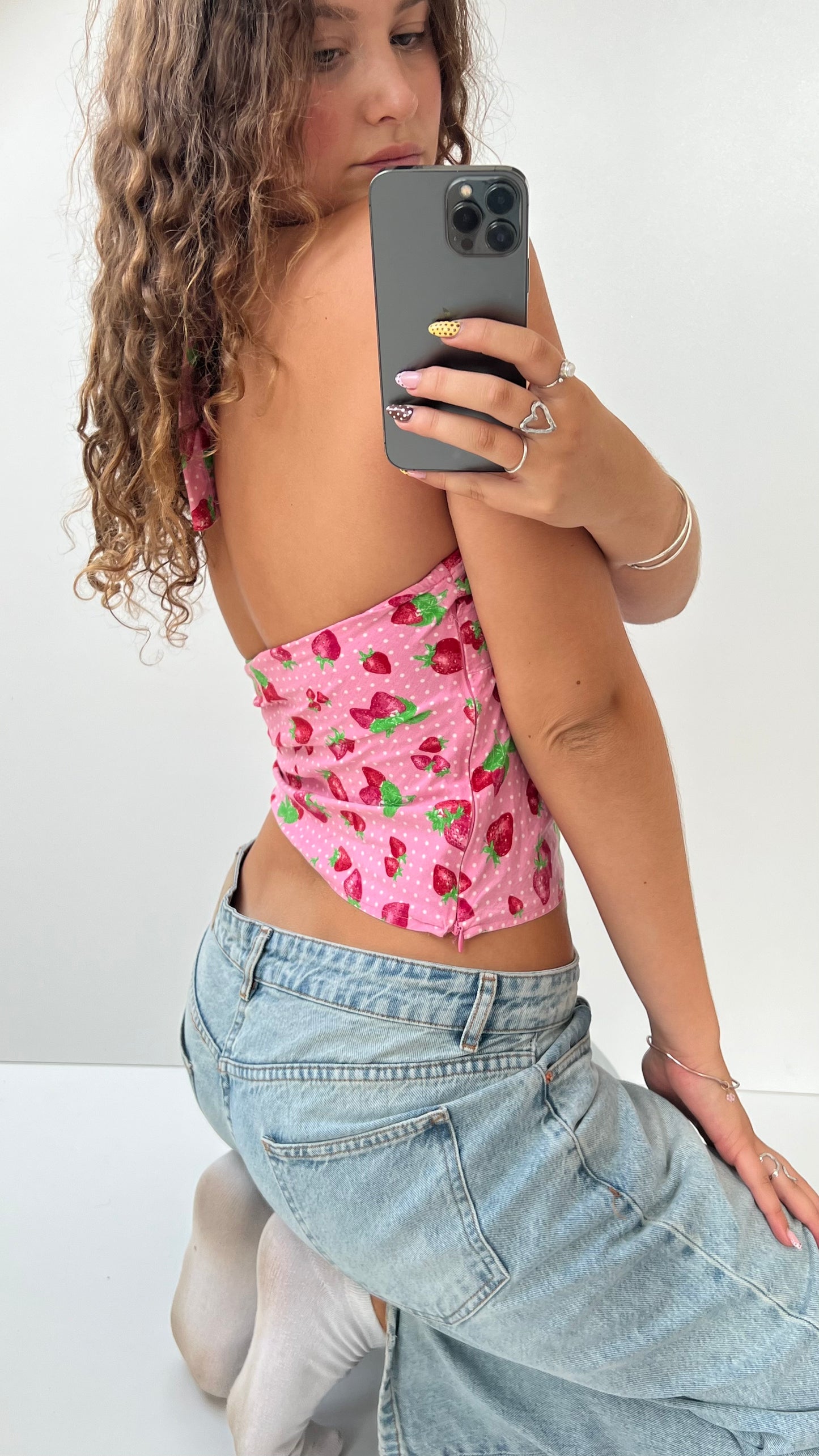 00s pink strawberry cami- size S