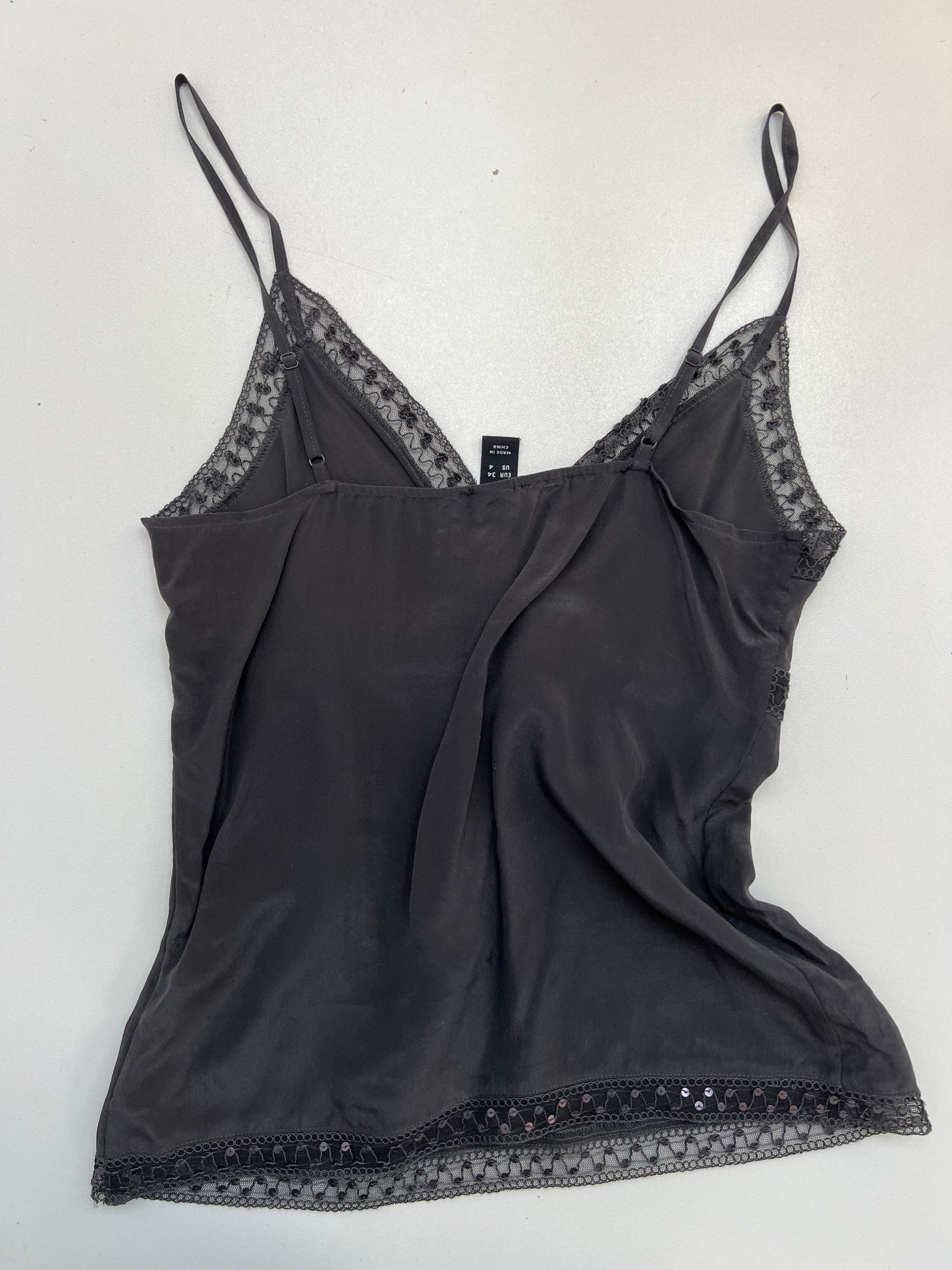 00s grey silk sequin cami- size XS