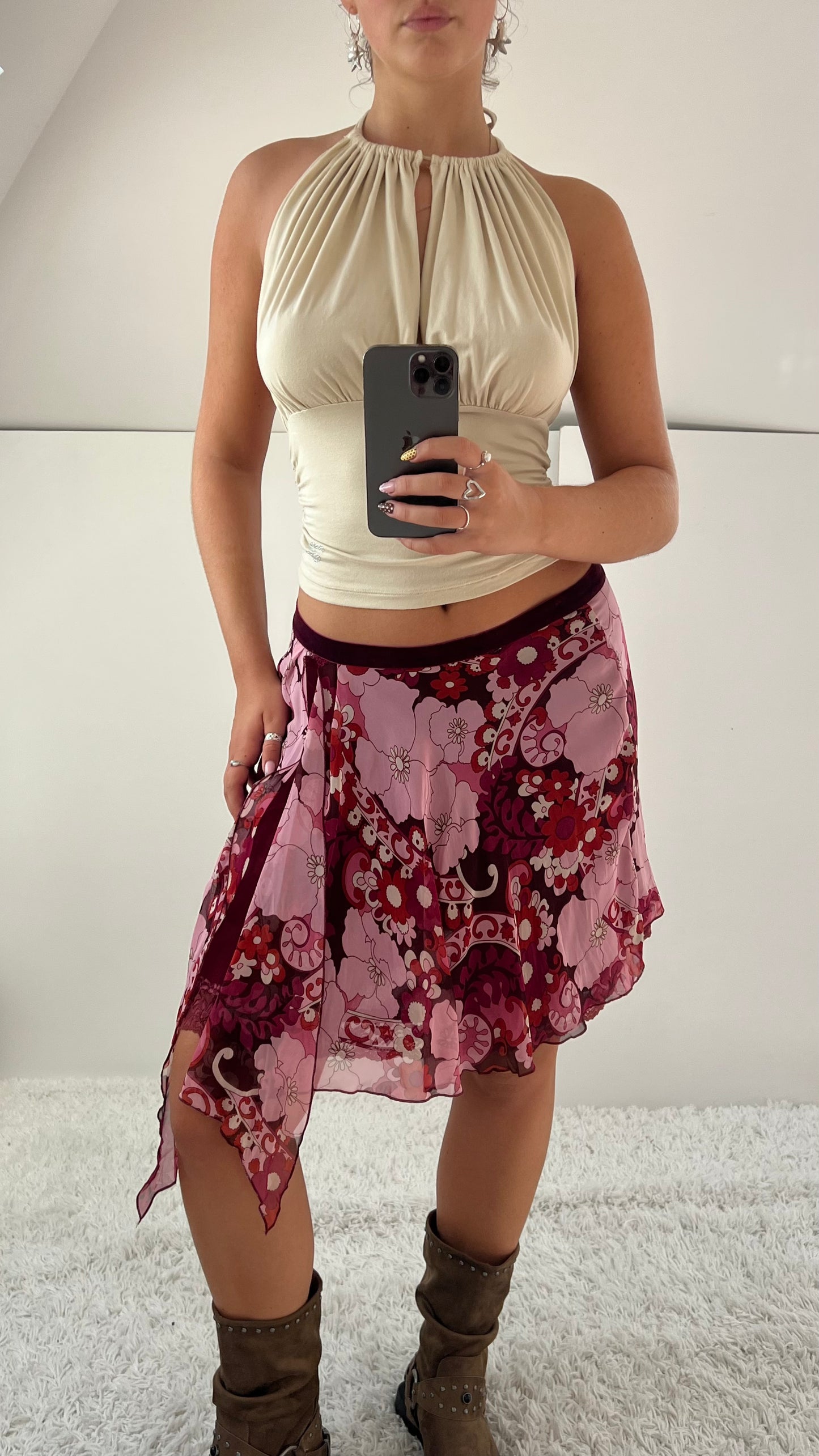 00s pink mesh midi skirt- size S