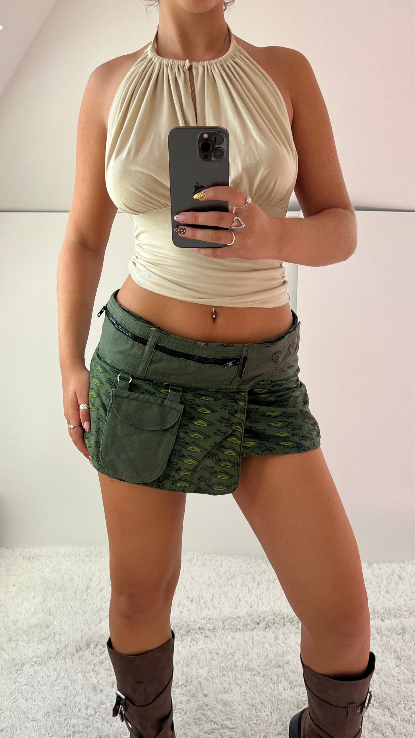 00s khaki wrap skirt- size M/L