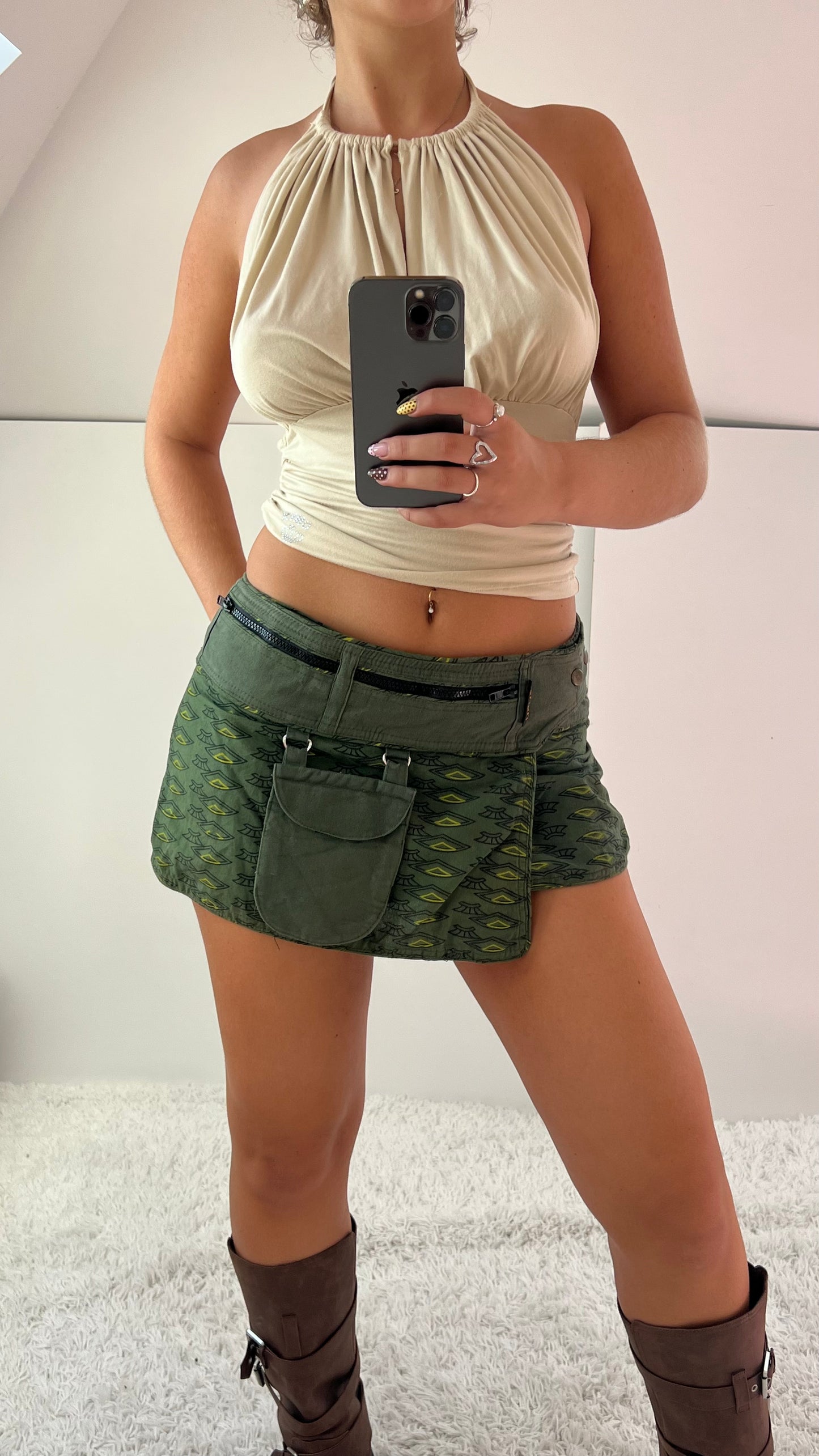 00s khaki wrap skirt- size M/L