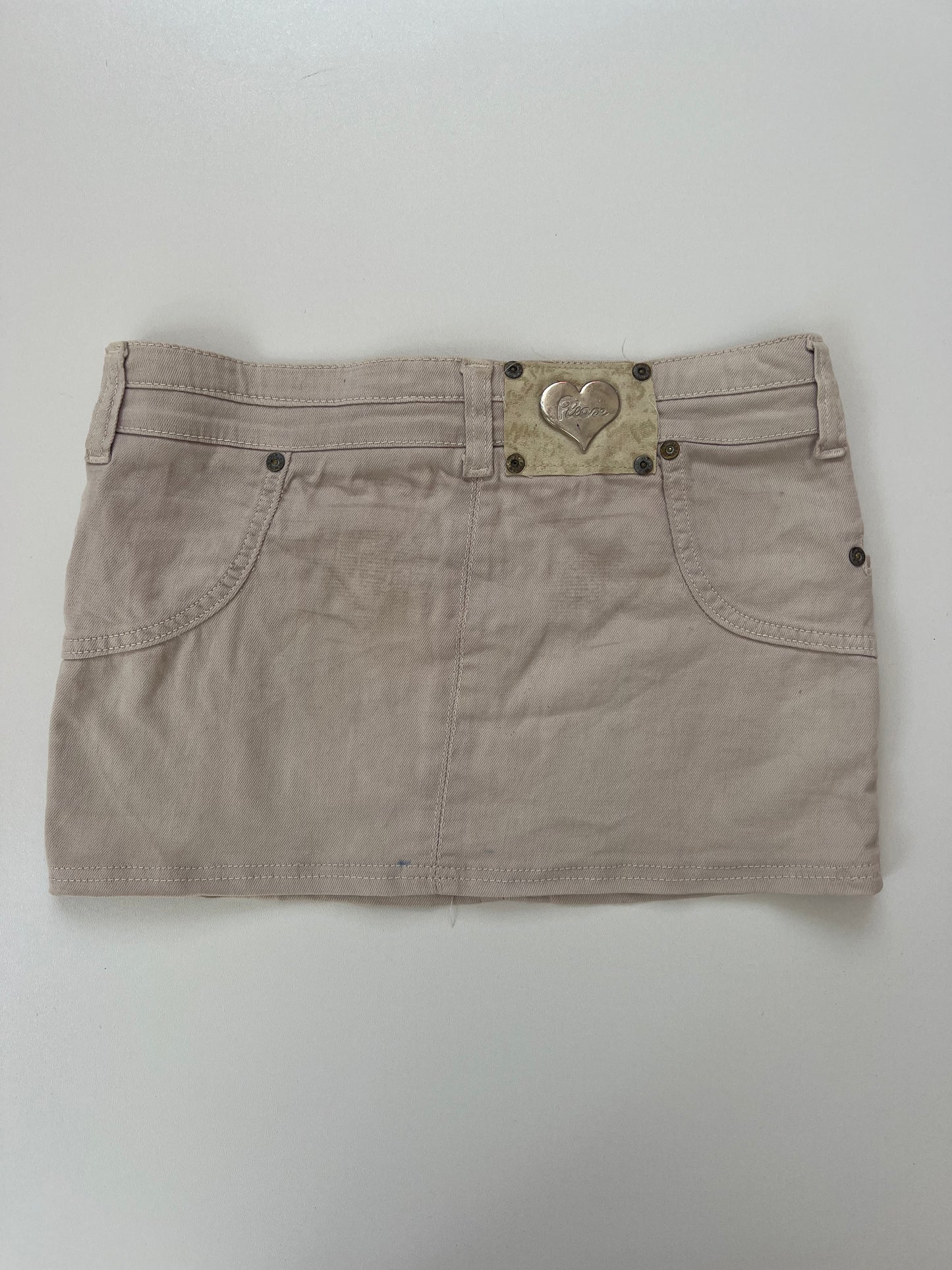 00s cream low rise denim mini skirt- size XS