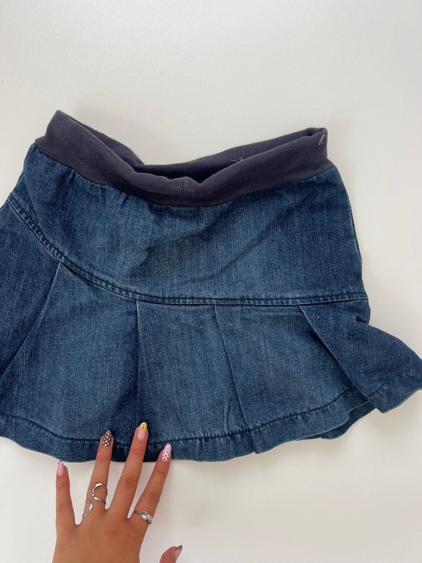 00s denim pleated mini skirt- size XS