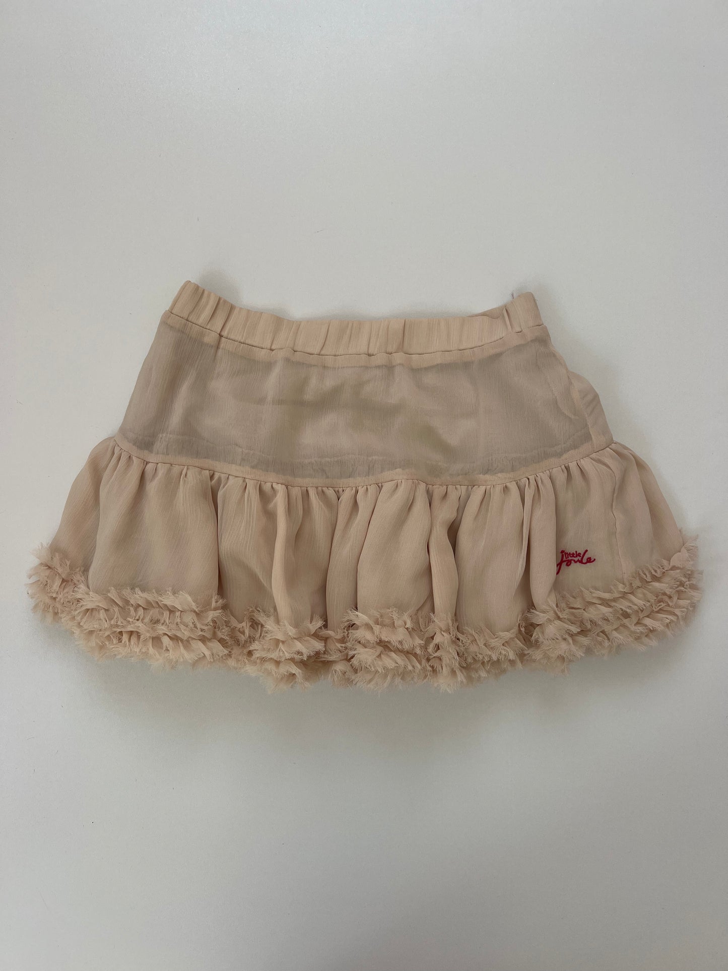 00s pink mesh ruffle mini skirt- size XS