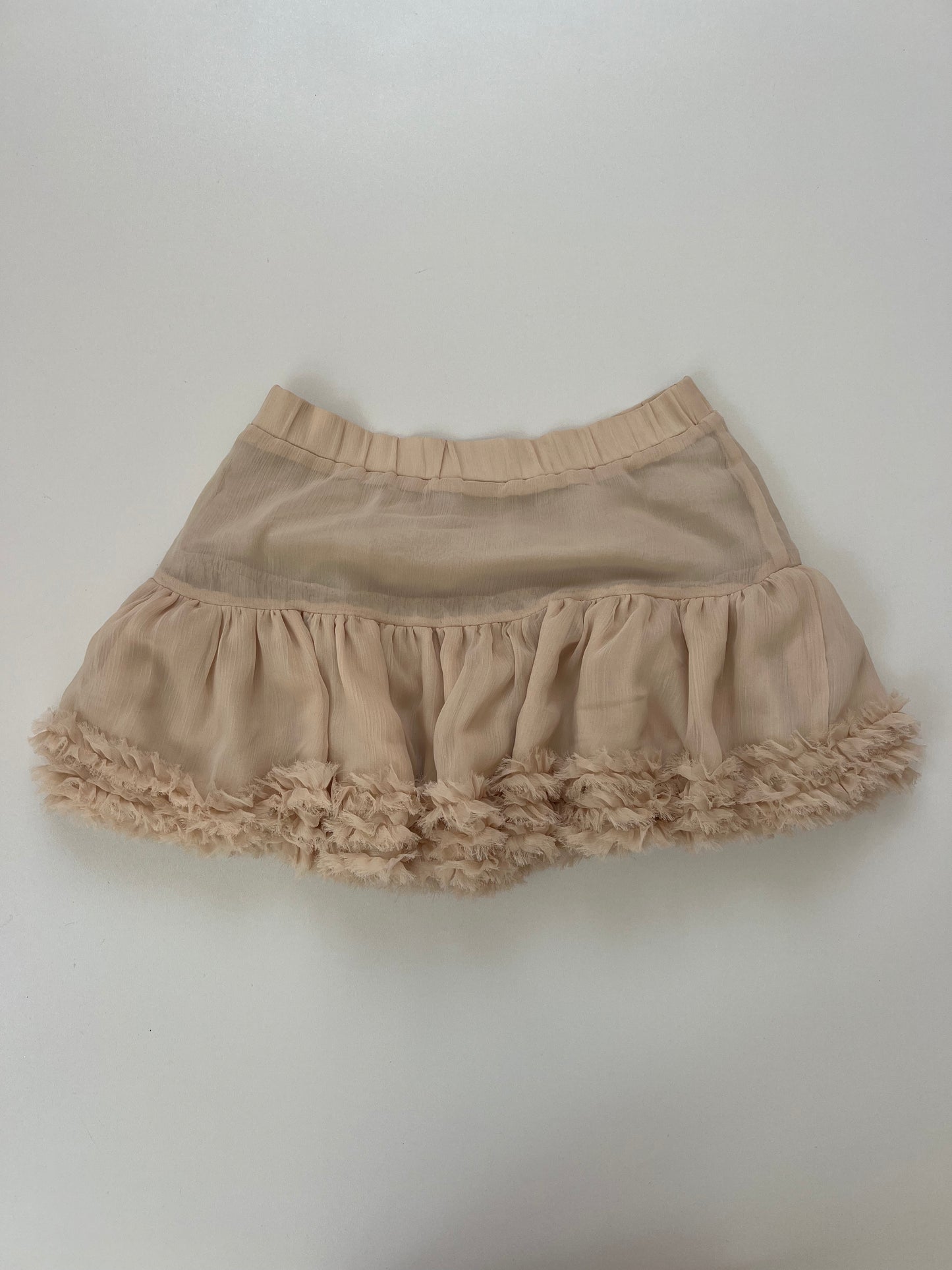 00s pink mesh ruffle mini skirt- size XS
