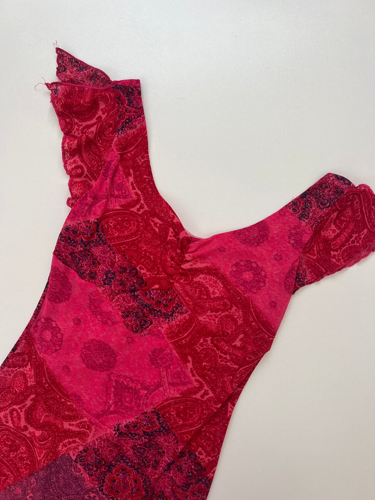 00s pink patchwork mesh midi dress- size XS