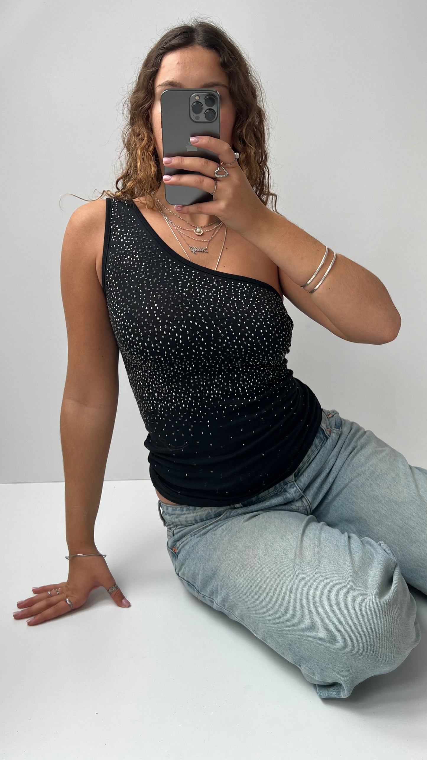 00s black diamanté cami- size S/M