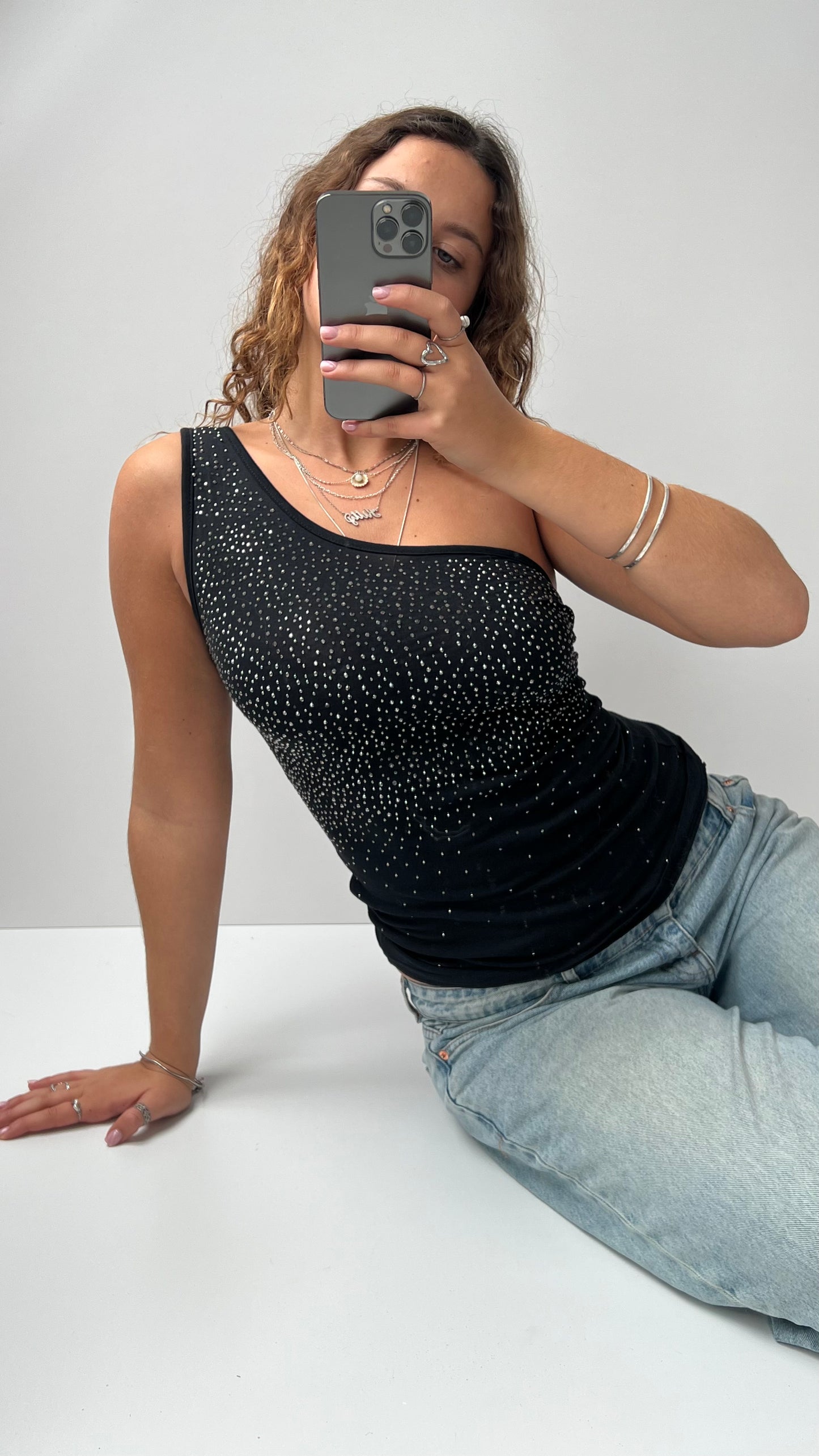 00s black diamanté cami- size S/M
